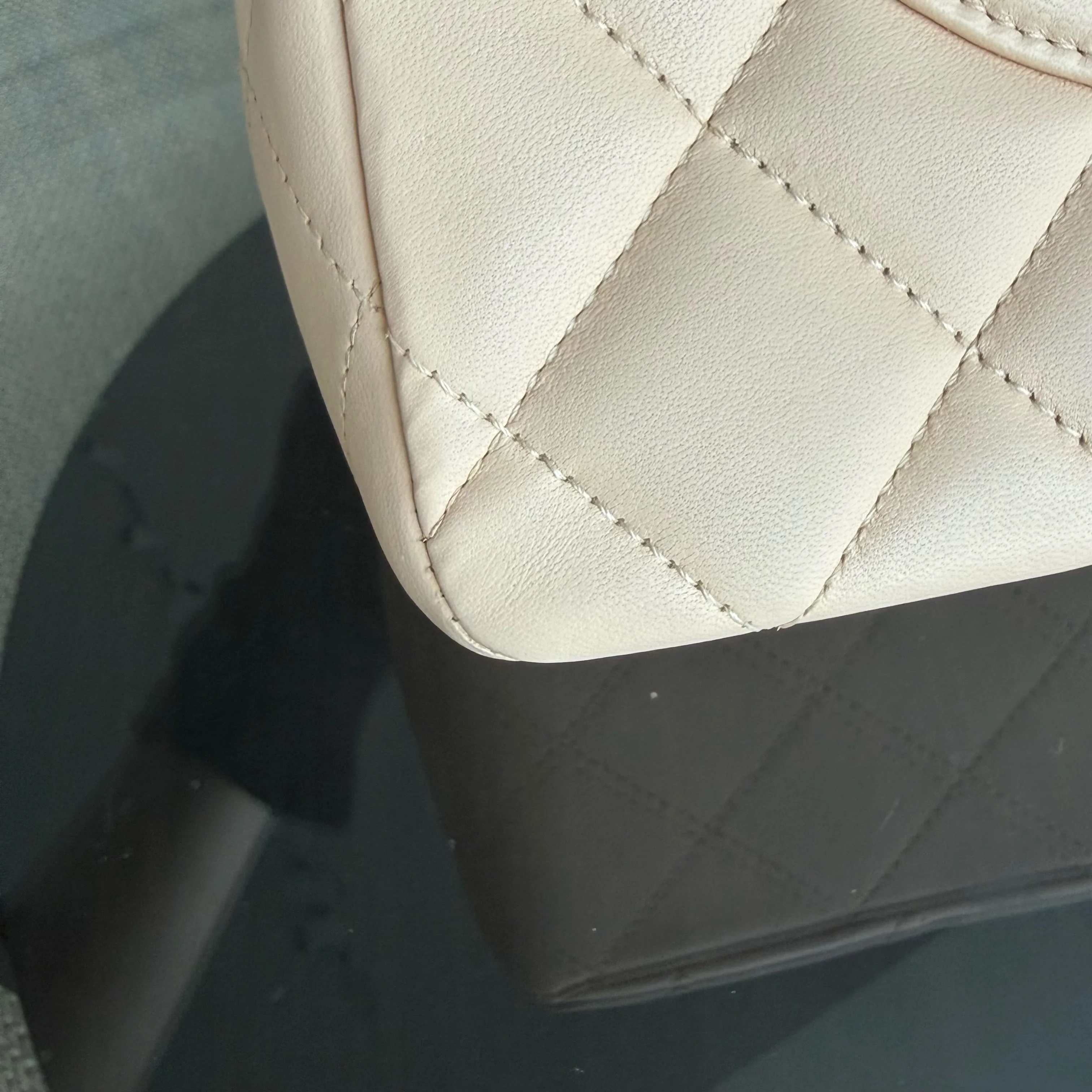 Chanel Classic Flap Jumbo - 30CM Single Flap Quilted Lambskin Beige Silver Hardware Series 14