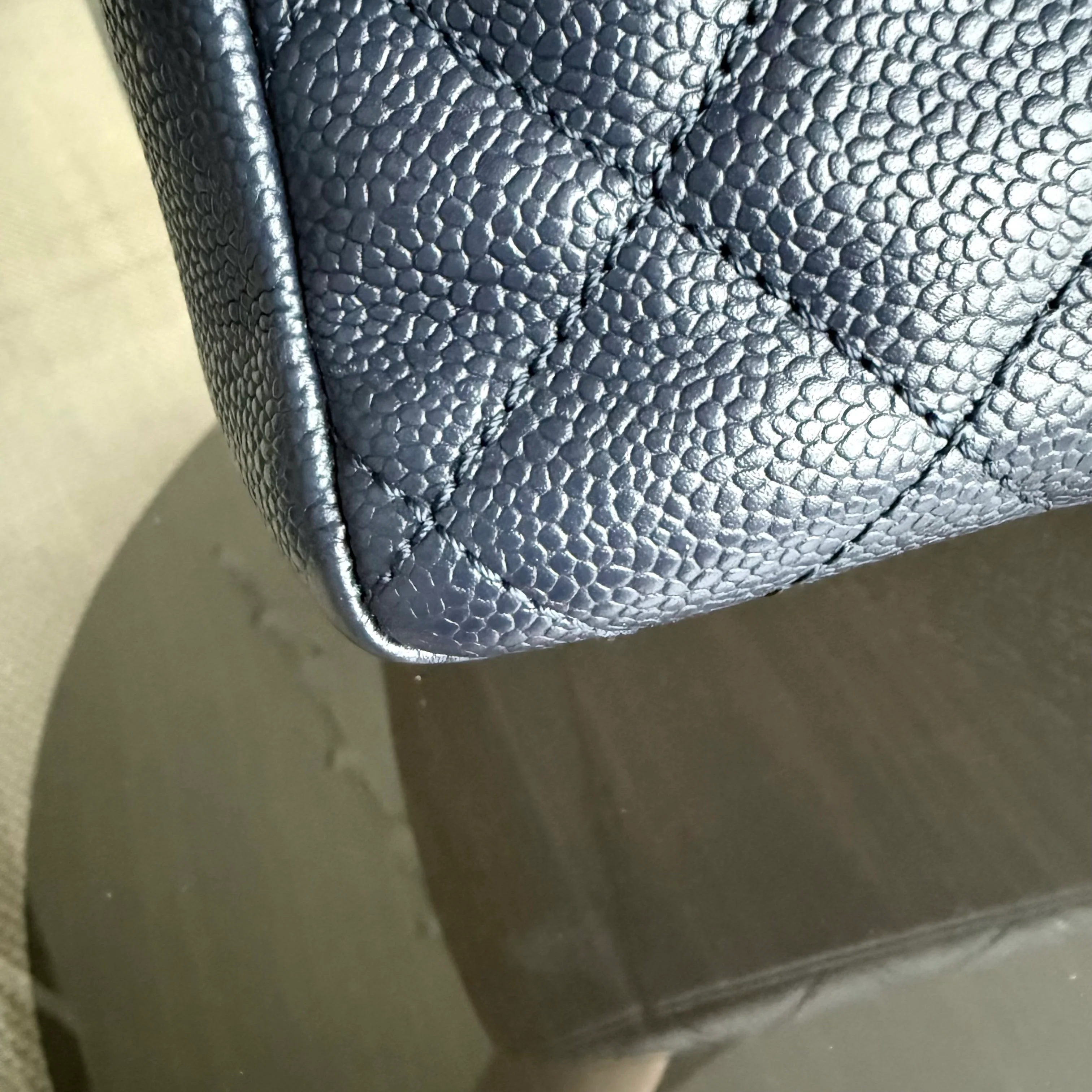 Chanel GST Grand Shopping Tote - Caviar Quilted Grained Calfskin Dark Navy Blue Gold Hardware Series 19