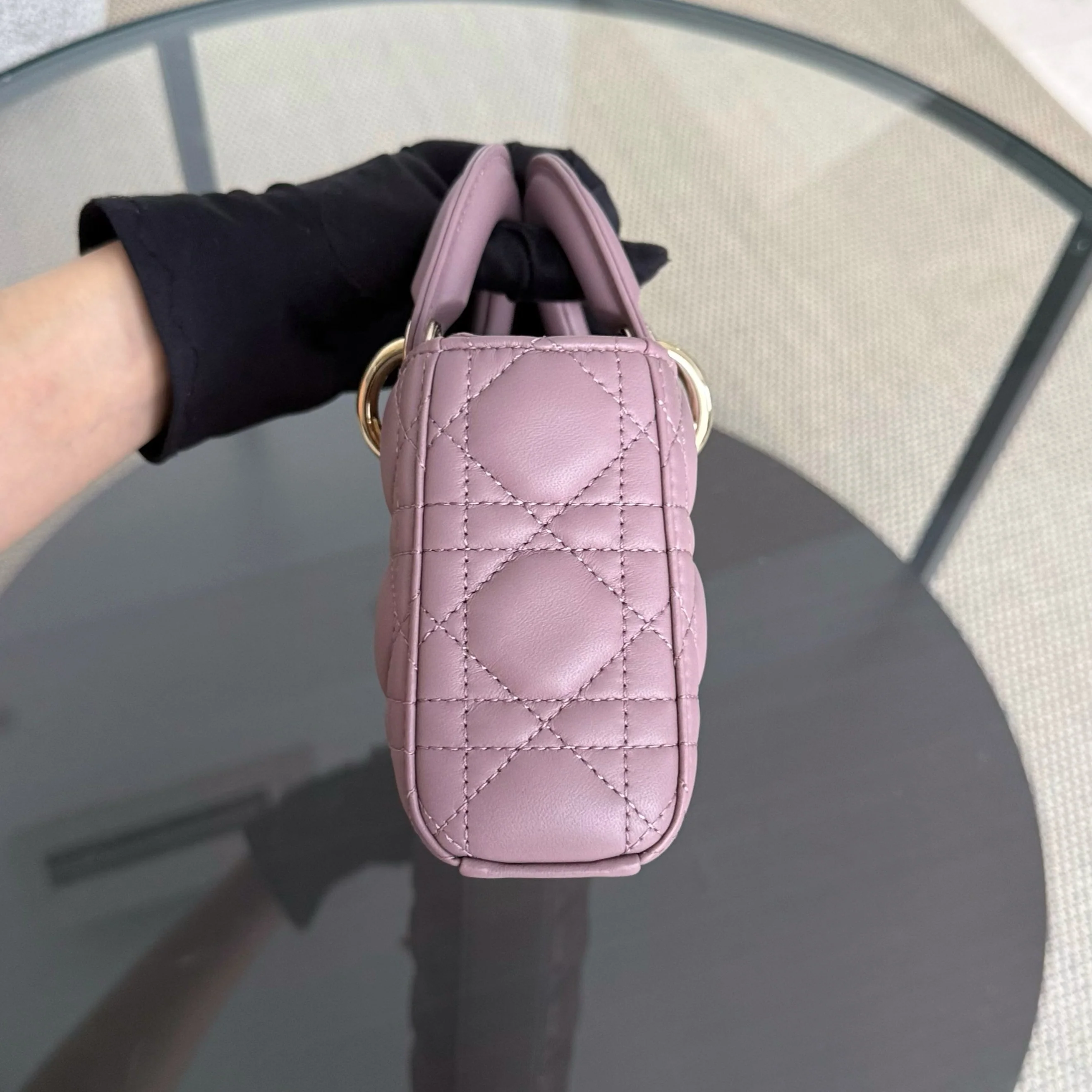 Dior D-Joy Small Lady - Cannage Lambskin Pink Gold Hardware