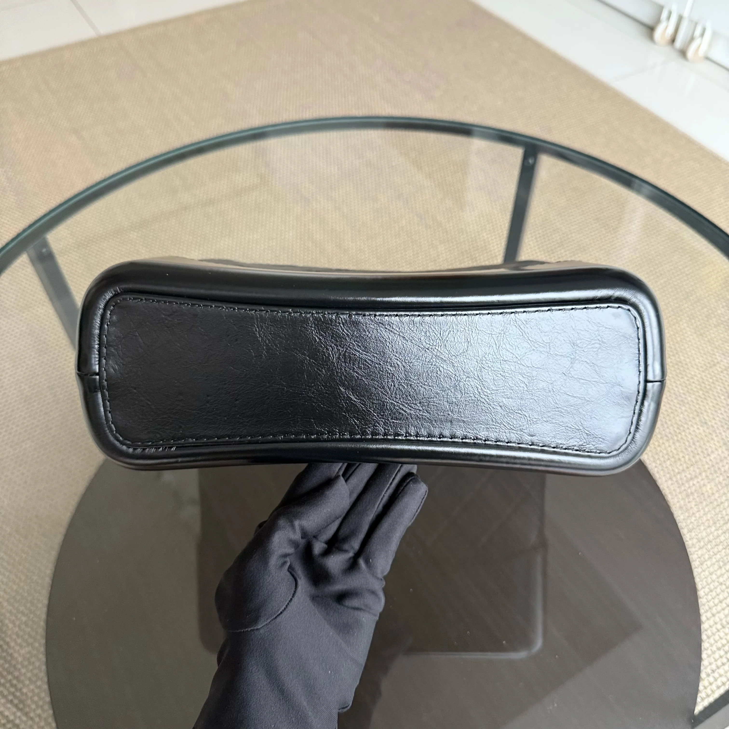 Chanel Gabrielle Medium - Quilted Aged Calfskin Black All Black Hardware Series 29