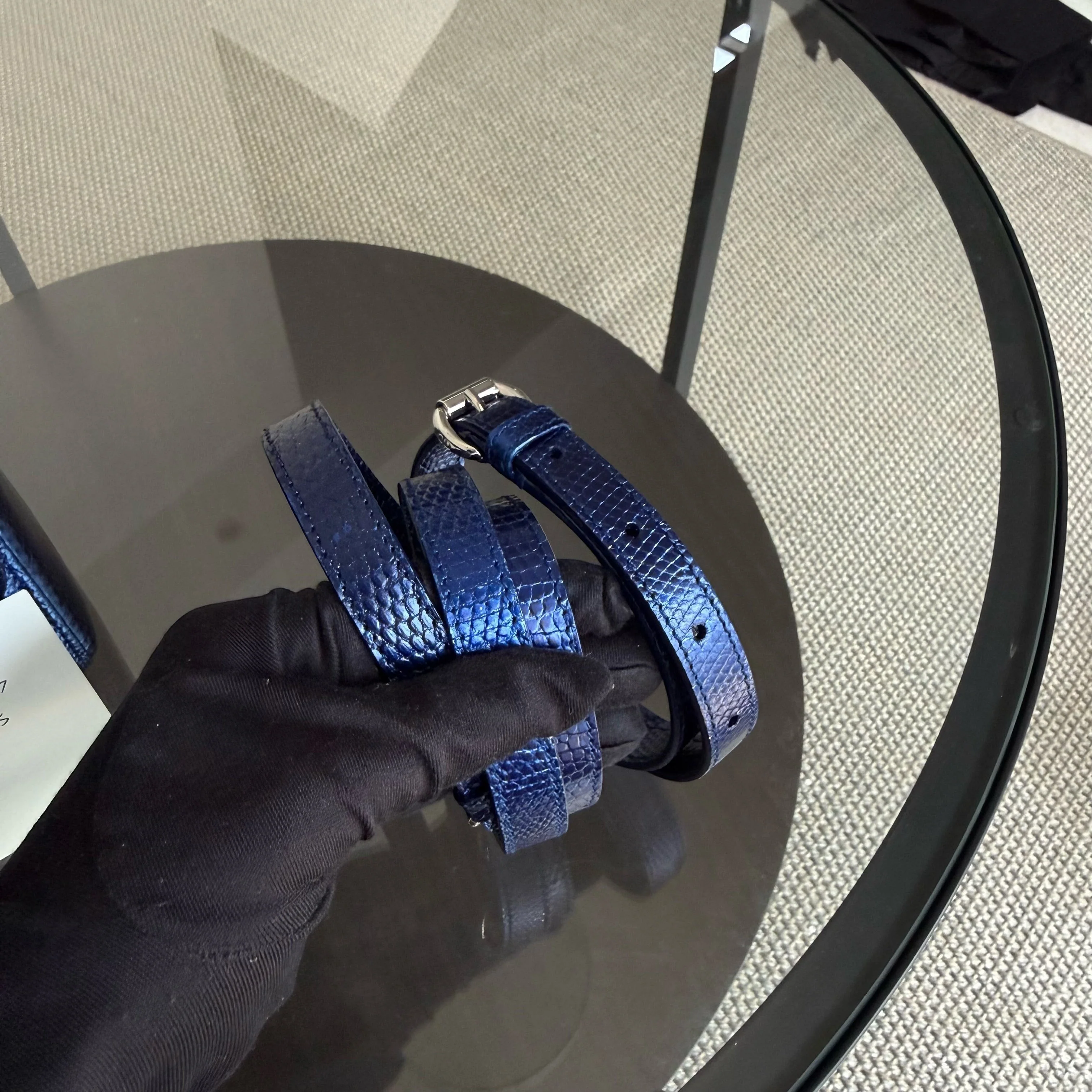 Dior Lady Mini - Exotic Lizard Blue Silver Hardware