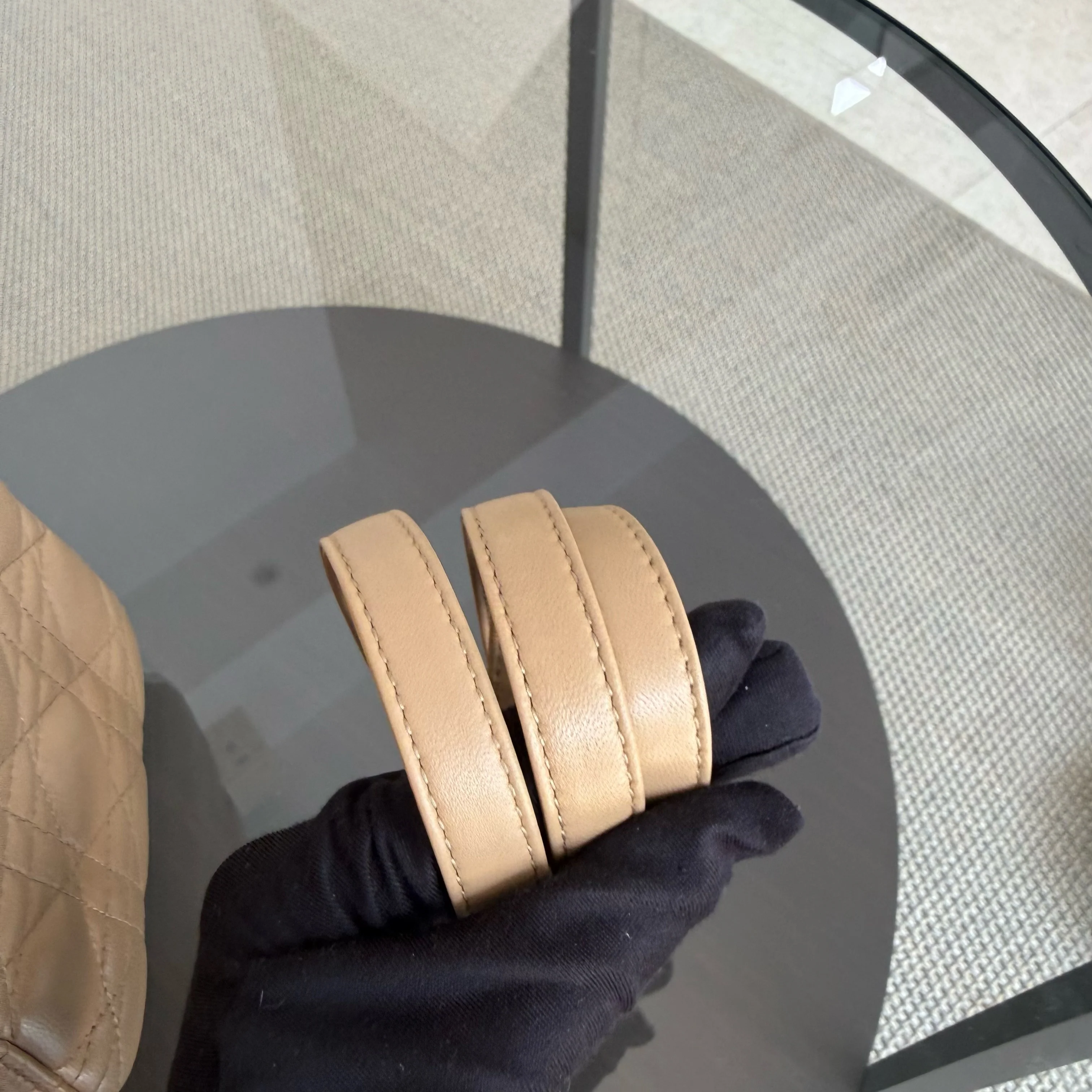 Dior Lady Medium - Cannage Lambskin Beige Brown Gold Hardware Strap