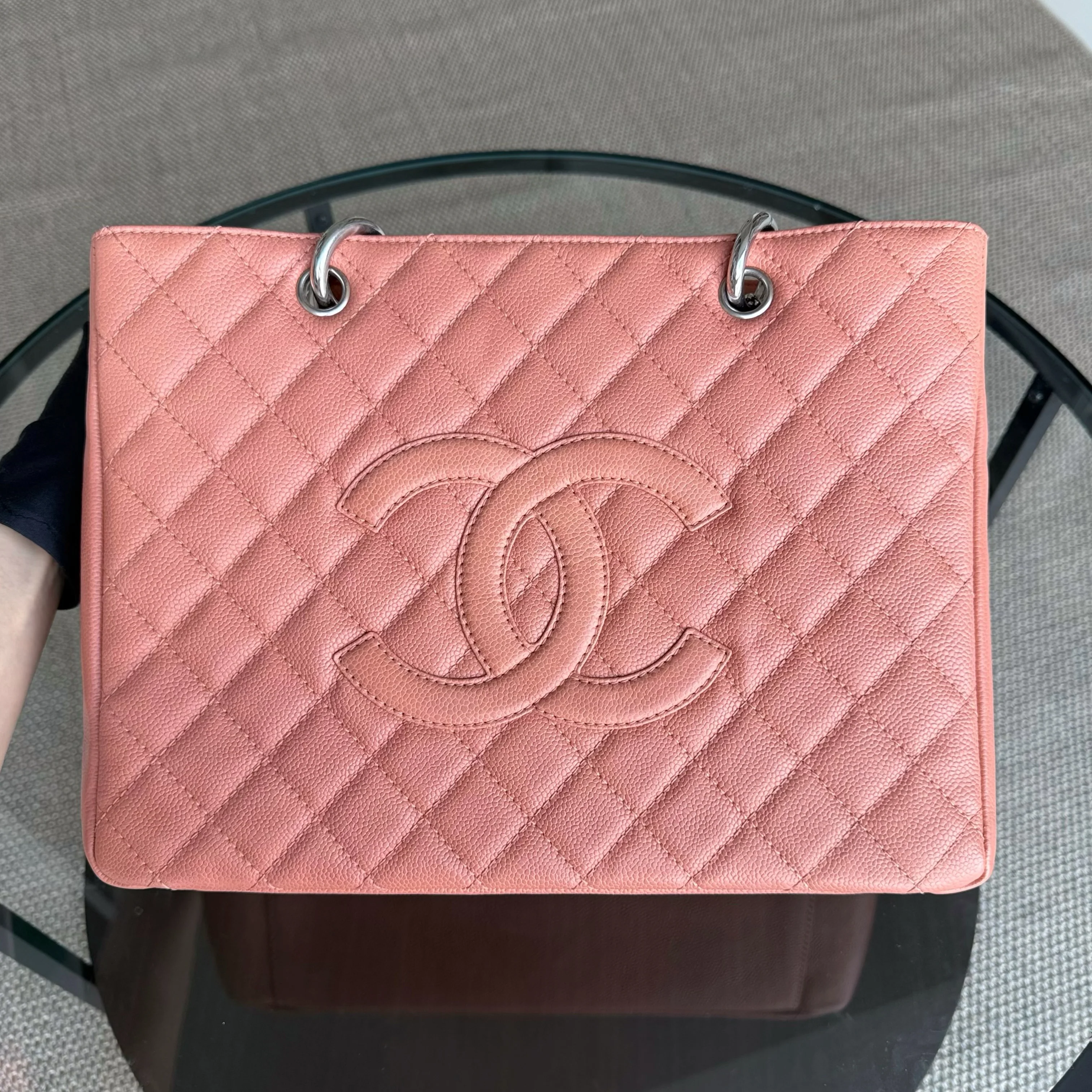 Chanel GST Grand Shopping Tote - Caviar Quilted Grained Calfskin Cinnamon Silver Hardware Series 11