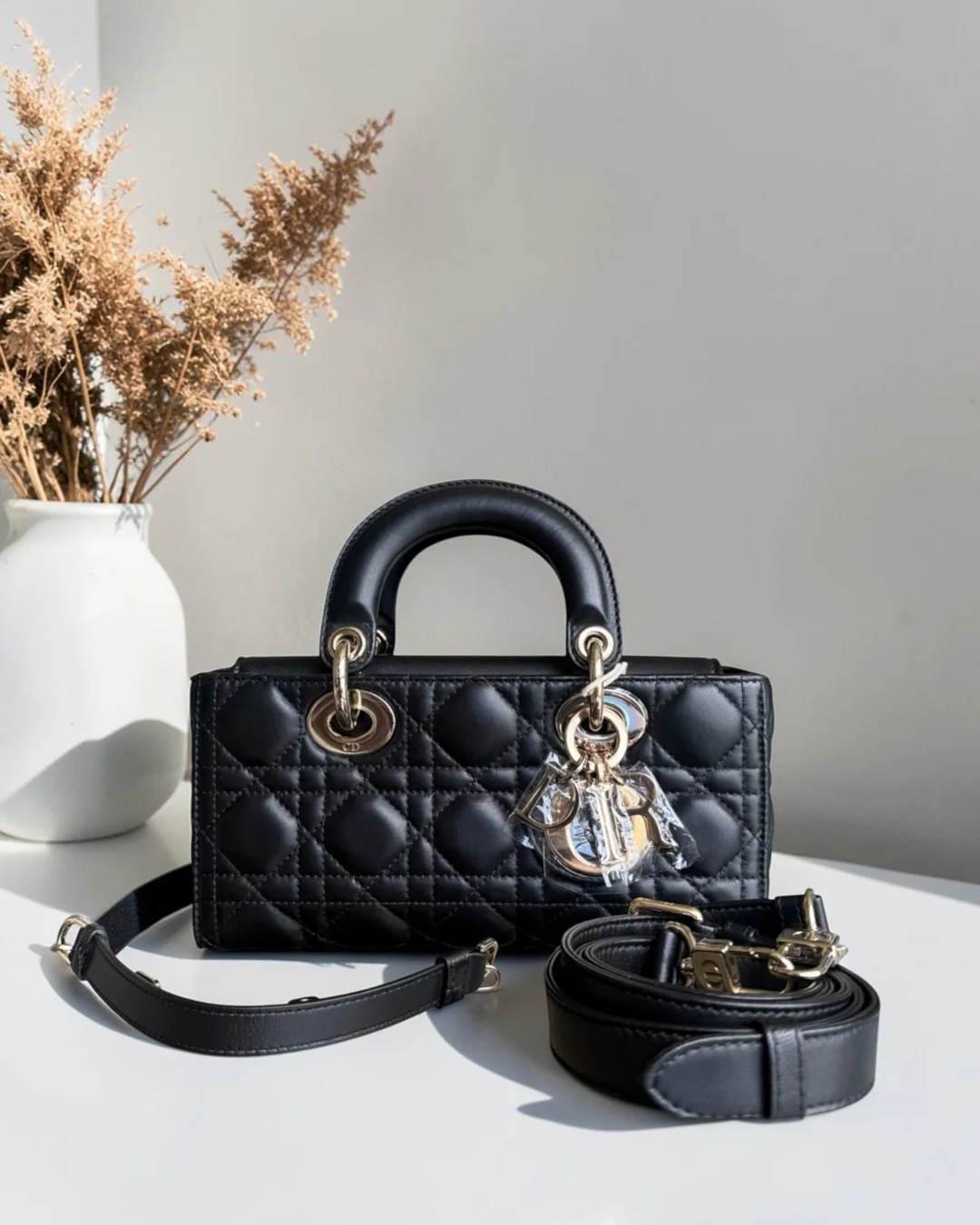 Dior D-Joy Small Lady - Cannage Lambskin Black Gold Hardware