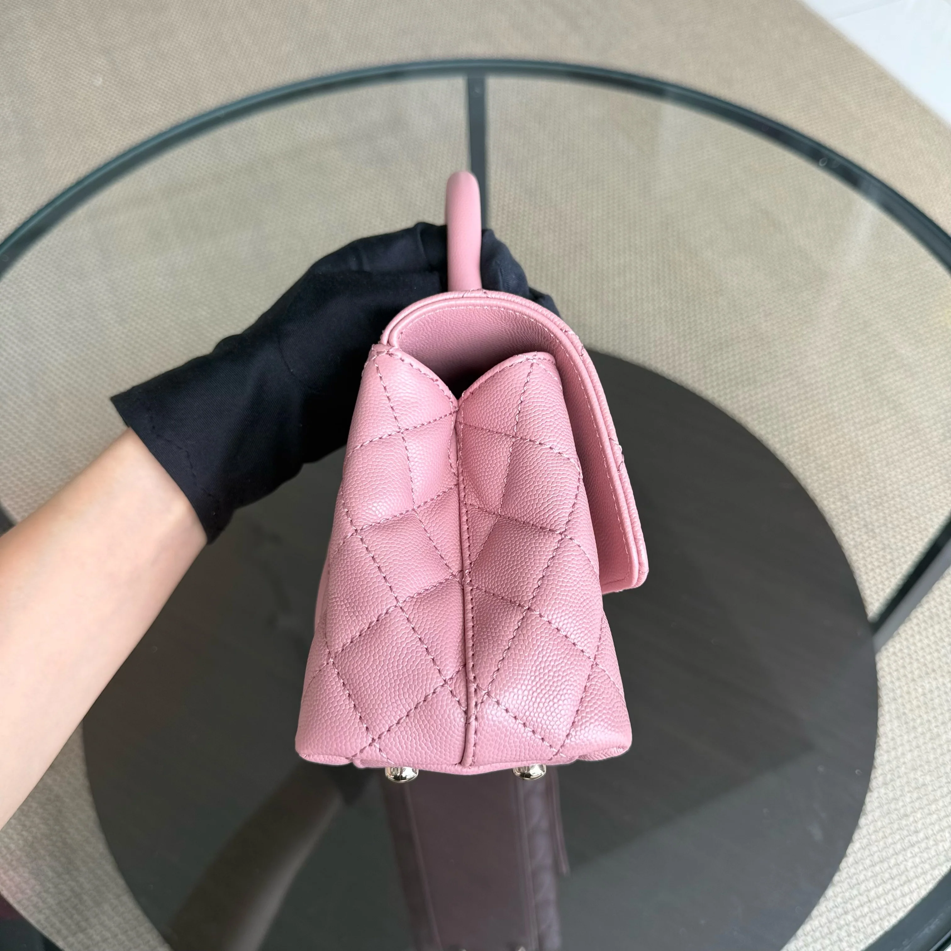 Chanel Coco Handle Small Microchip - Caviar Quilted Light Pink Gold Hardware