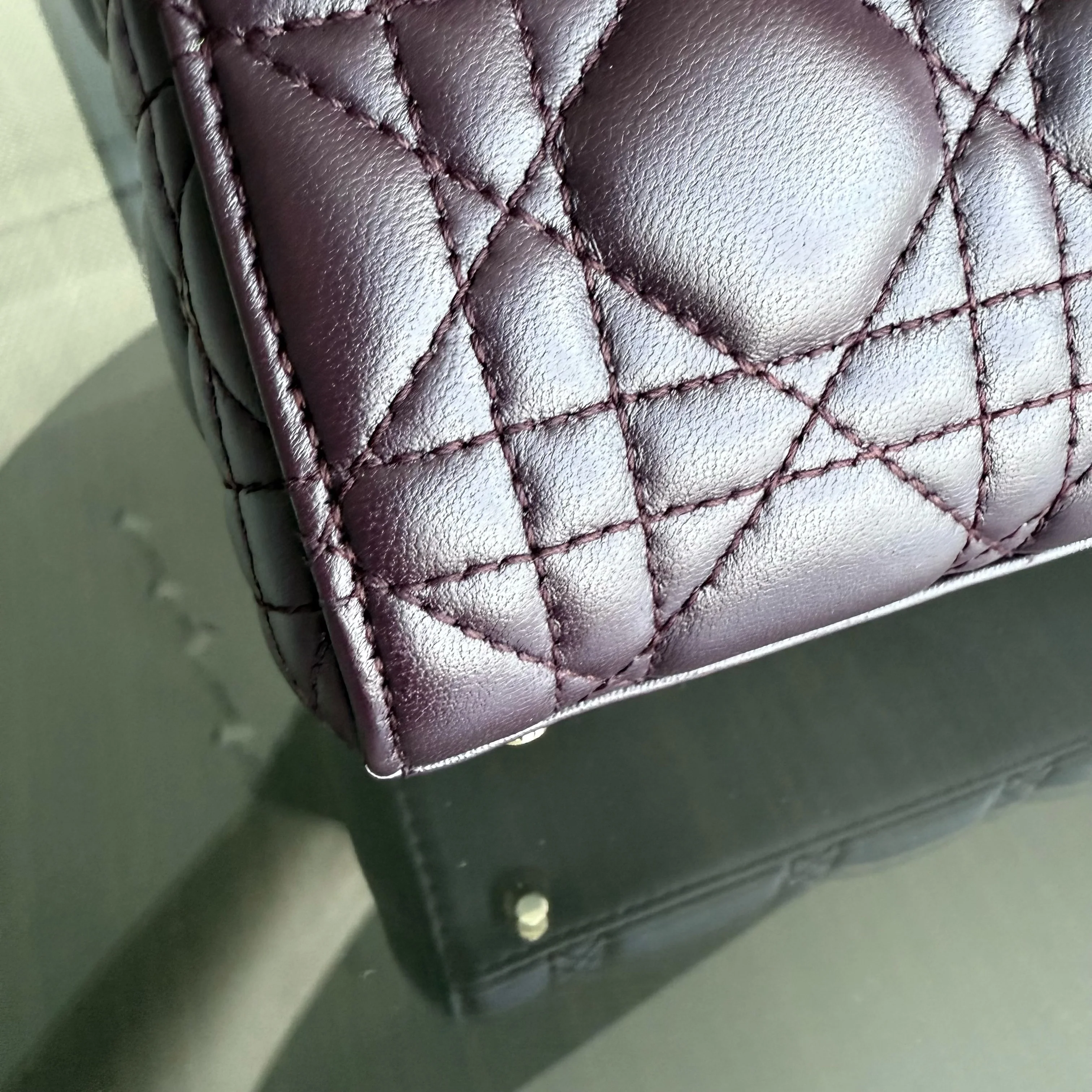 Dior Lady Mini - Cannage Lambskin Wine Burgundy Gold Hardware Chain Strap