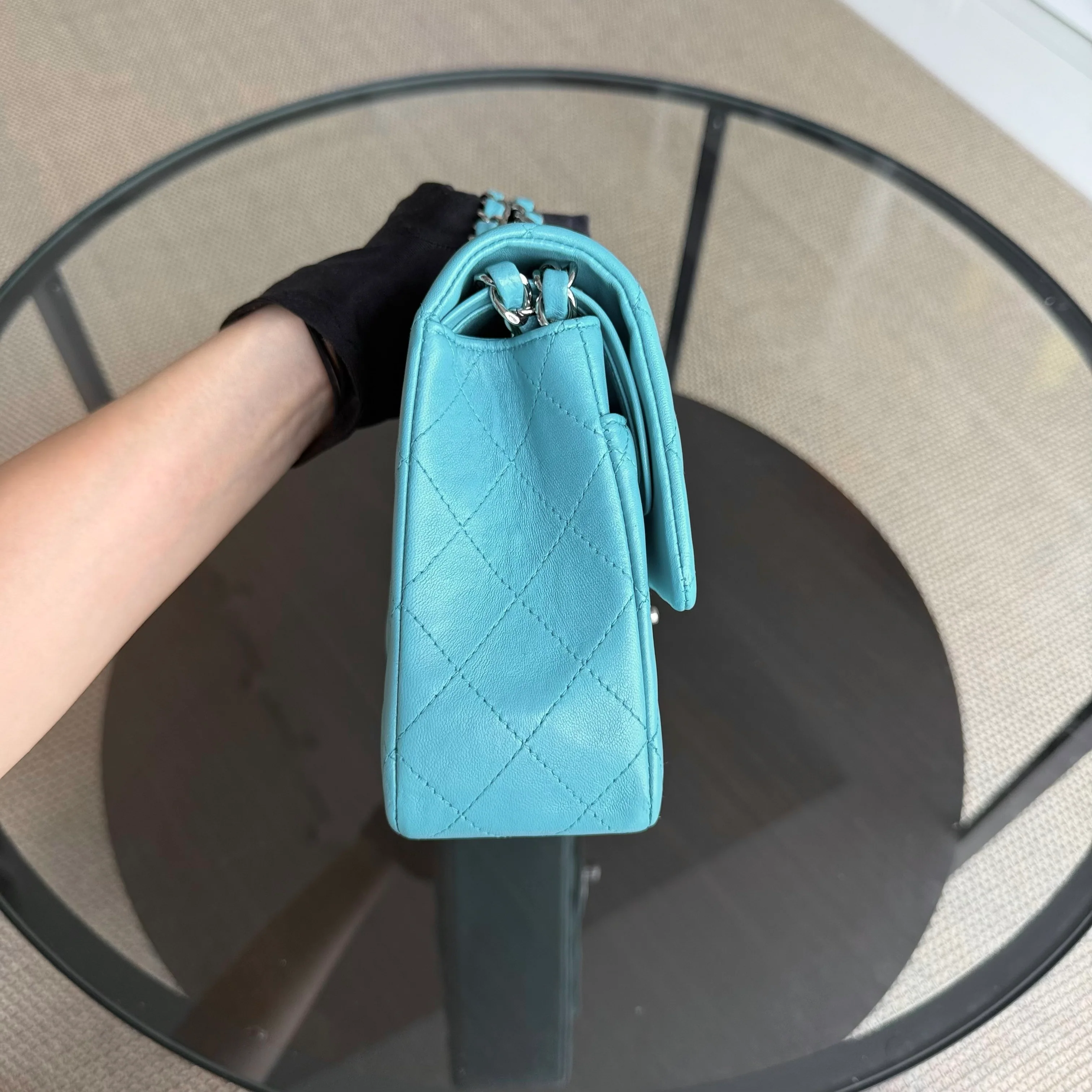 Chanel Classic Flap Medium - 25CM Quilted Lambskin Blue Silver Hardware