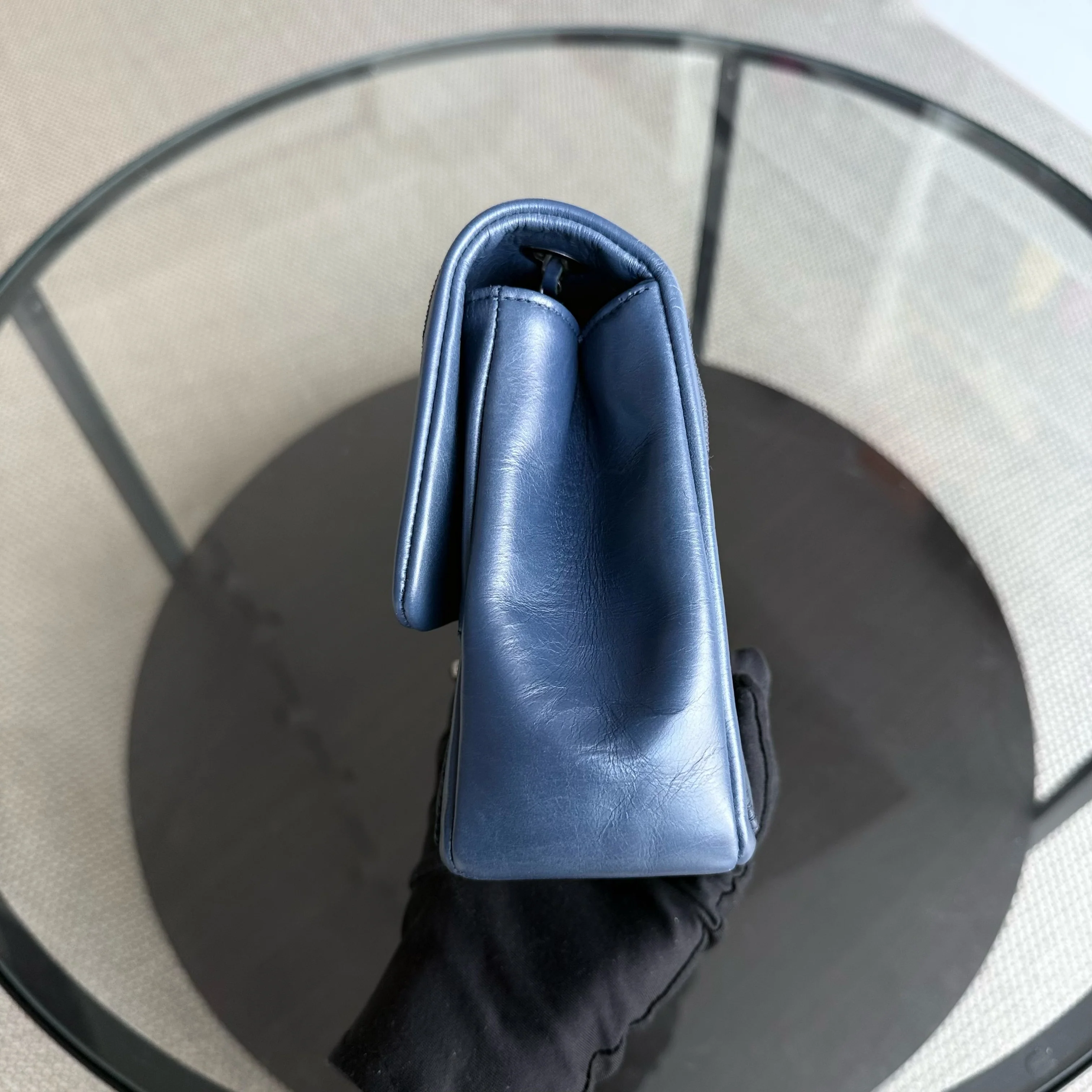 Chanel Seasonal Flap - 25CM Quilted Calfskin Blue Ruthenium Silver Hardware Series 20