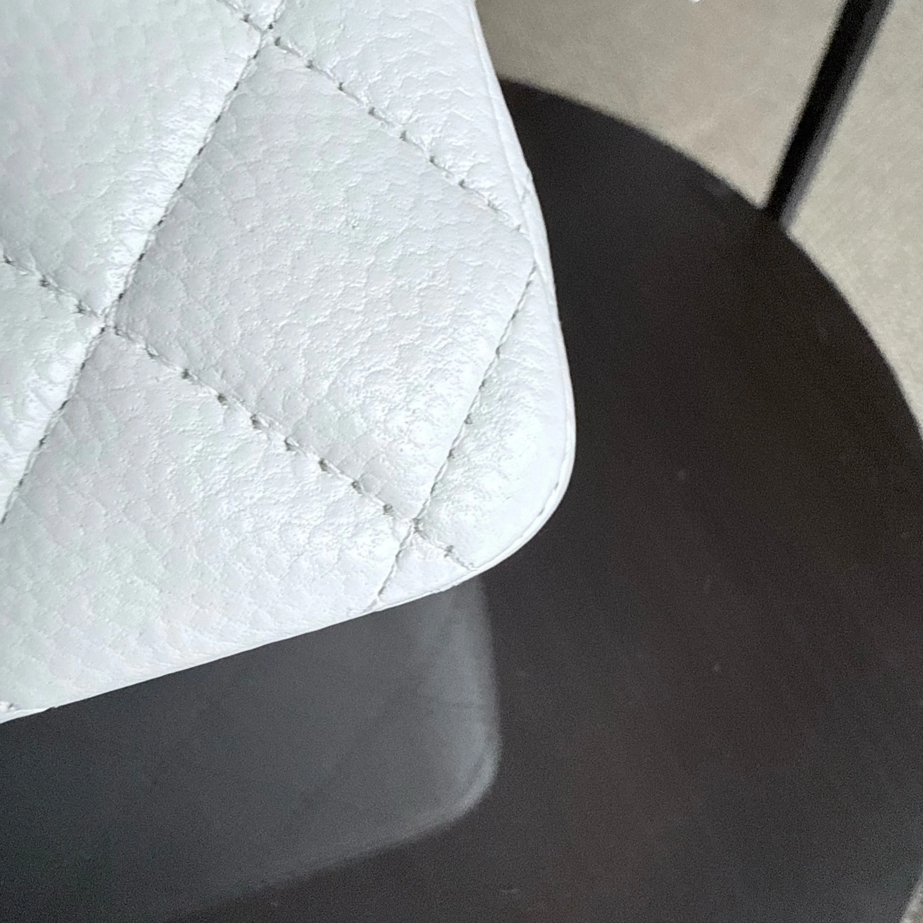 Chanel Classic Flap Medium - Caviar Quilted White Silver Hardware Series 18