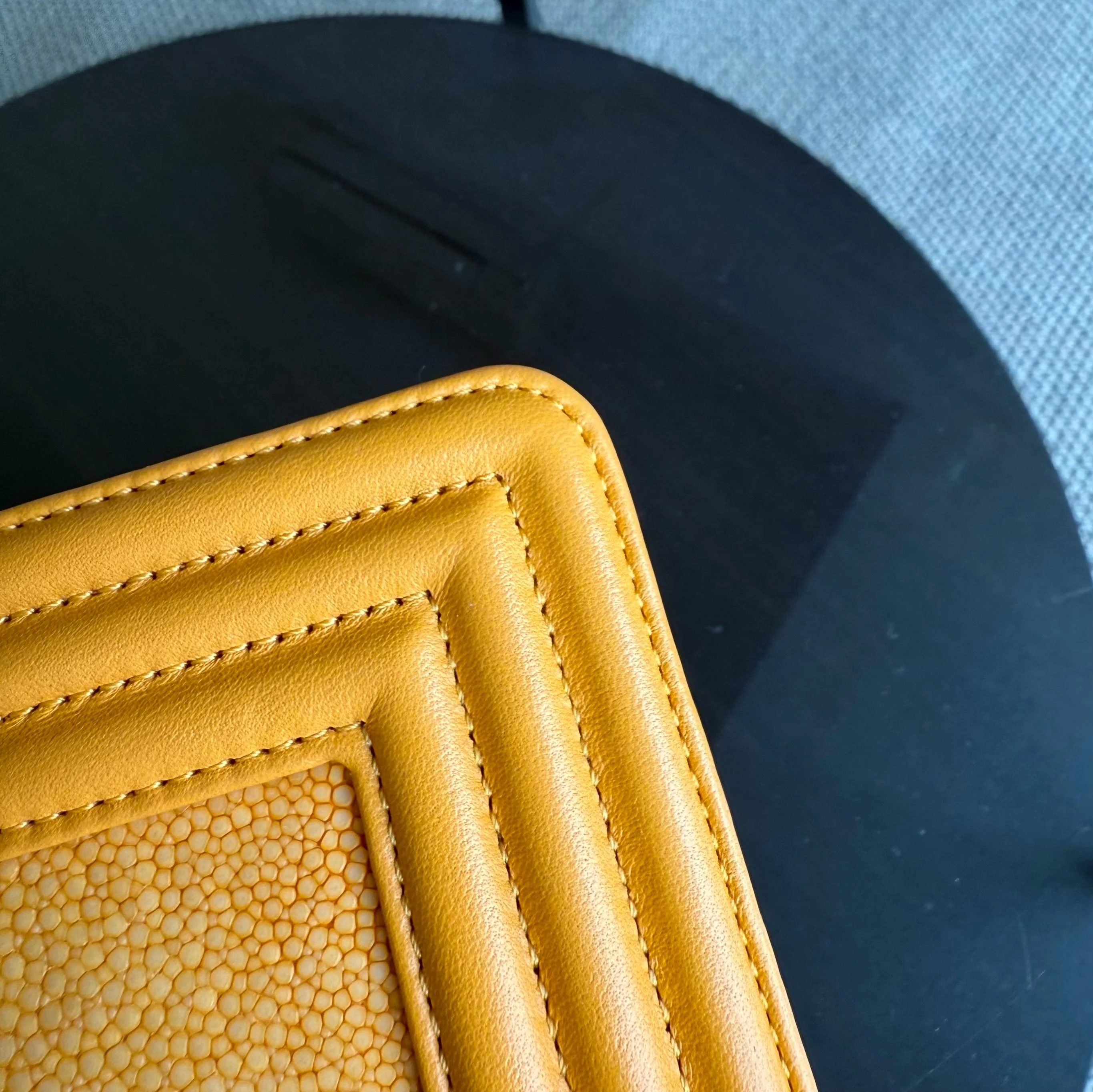 Chanel Boy Small - Small Stingray Yellow Mustard Ruthenium Silver Hardware Series 21