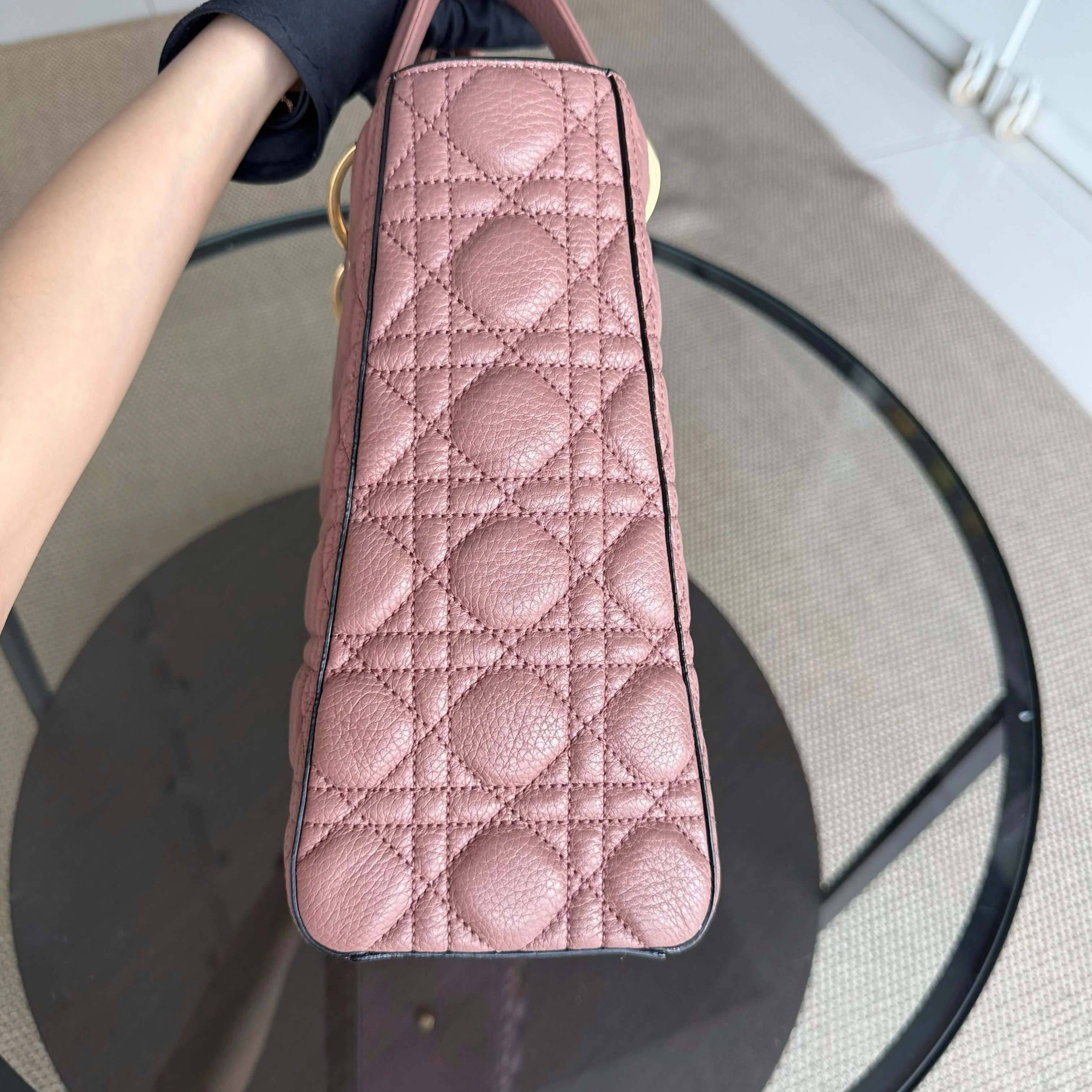 DIor Lady Large - Cannage Grained Calfskin Blush Gold Hardware NO STRAP