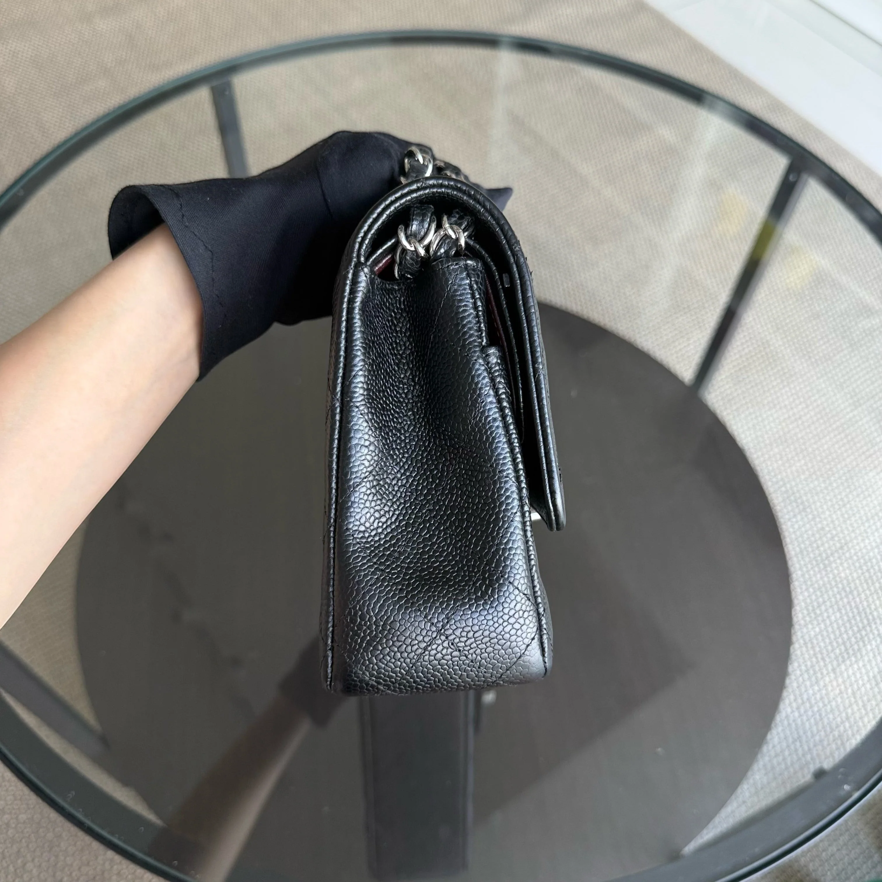 Chanel Classic Flap Medium - Caviar 25CM Quilted Black Silver Hardware Series 15