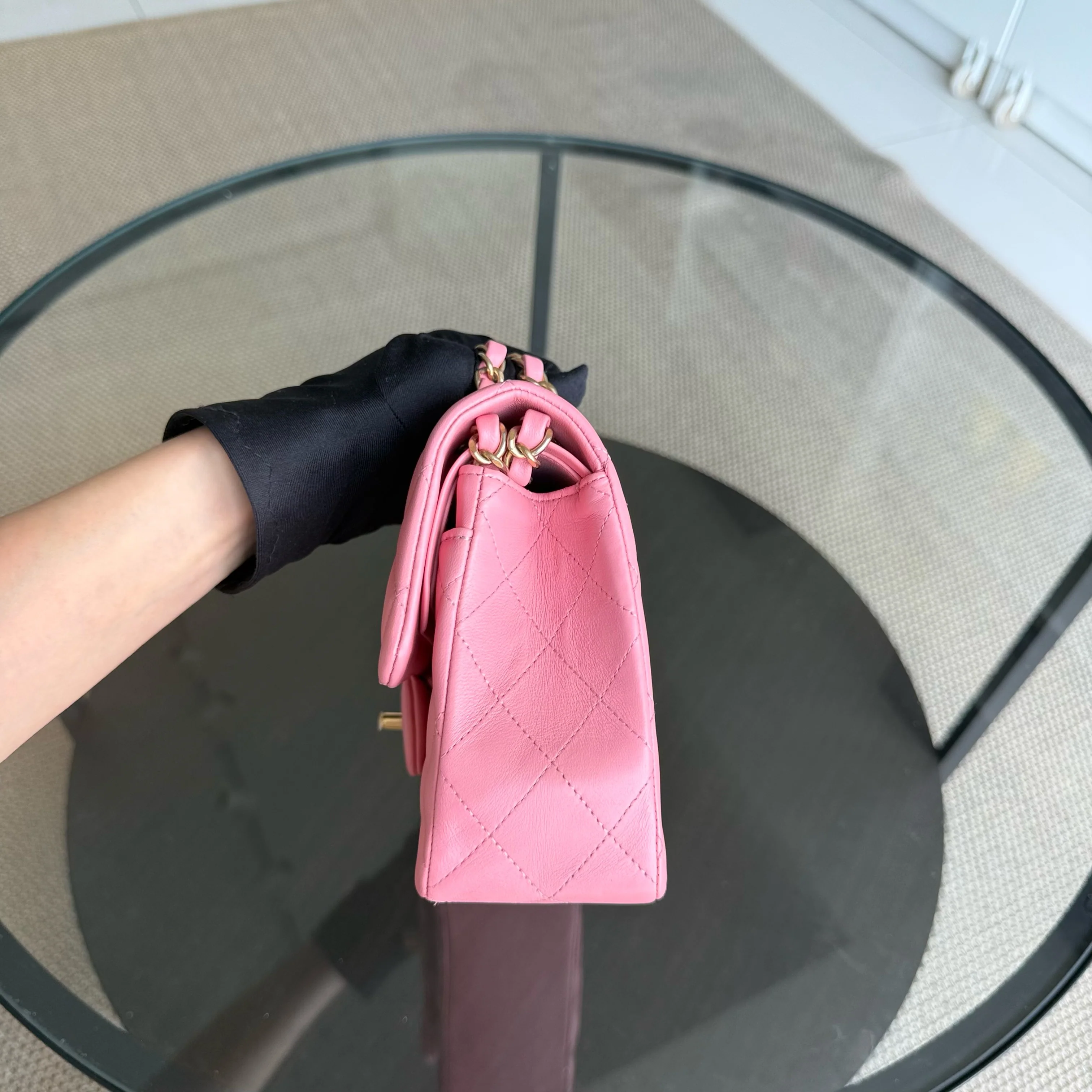 Chanel Classic Flap Small - Lambskin 23CM Quilted Pink Gold Hardware Series 27