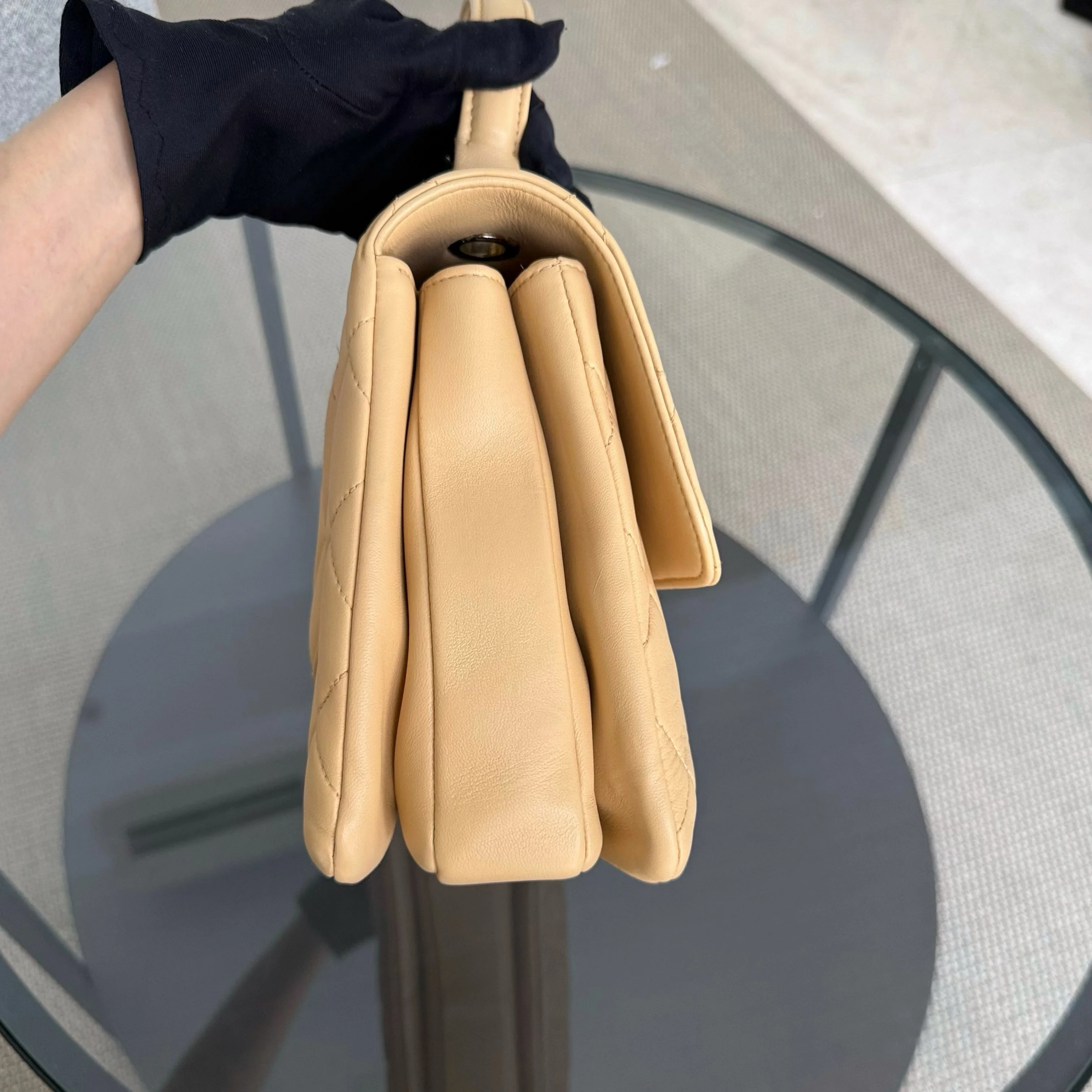 Chanel Trendy CC 30CM - Quilted Lambskin Beige Gold Hardware Series 26