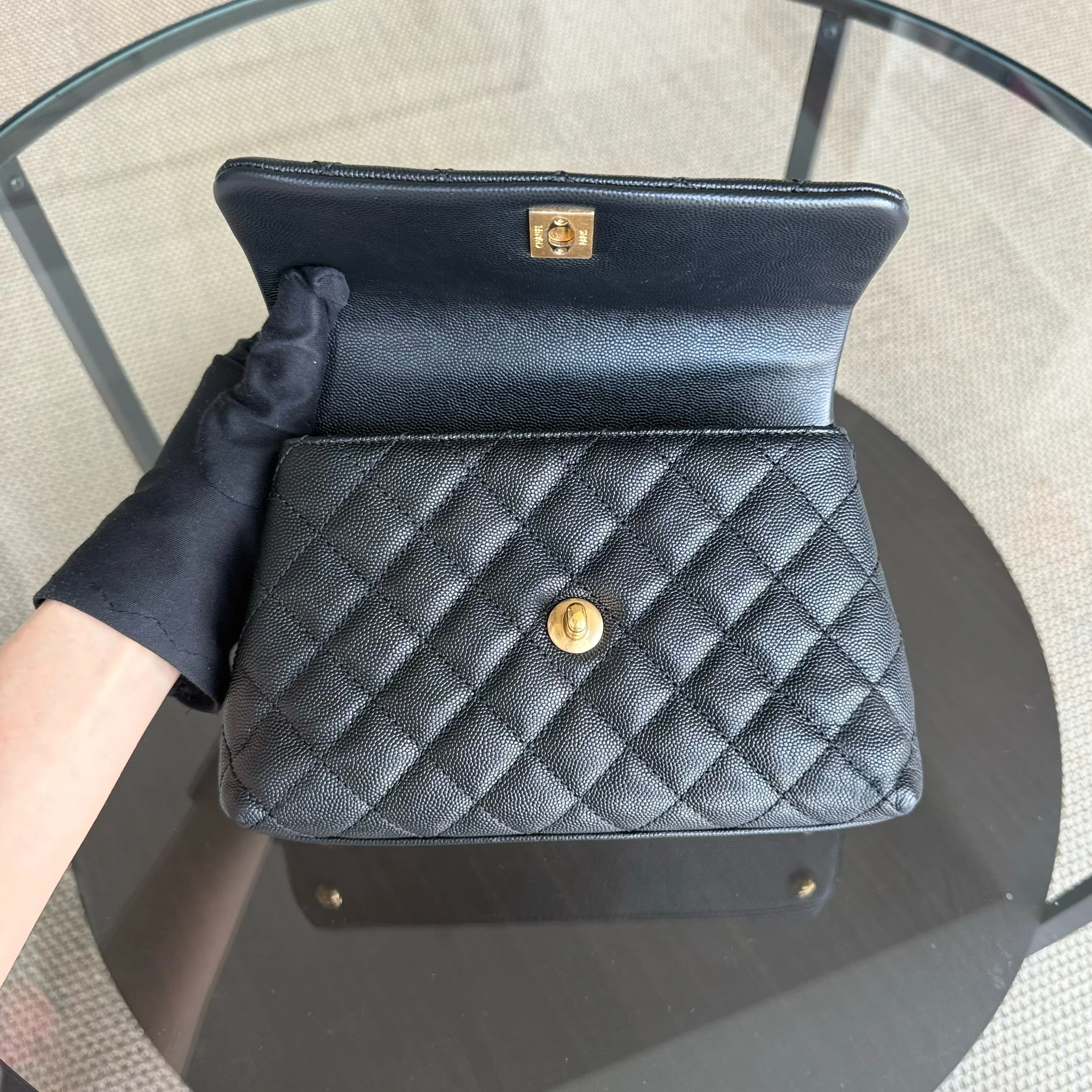 Chanel Coco Handle Small - Caviar Quilted Black Gold Hardware Series 24