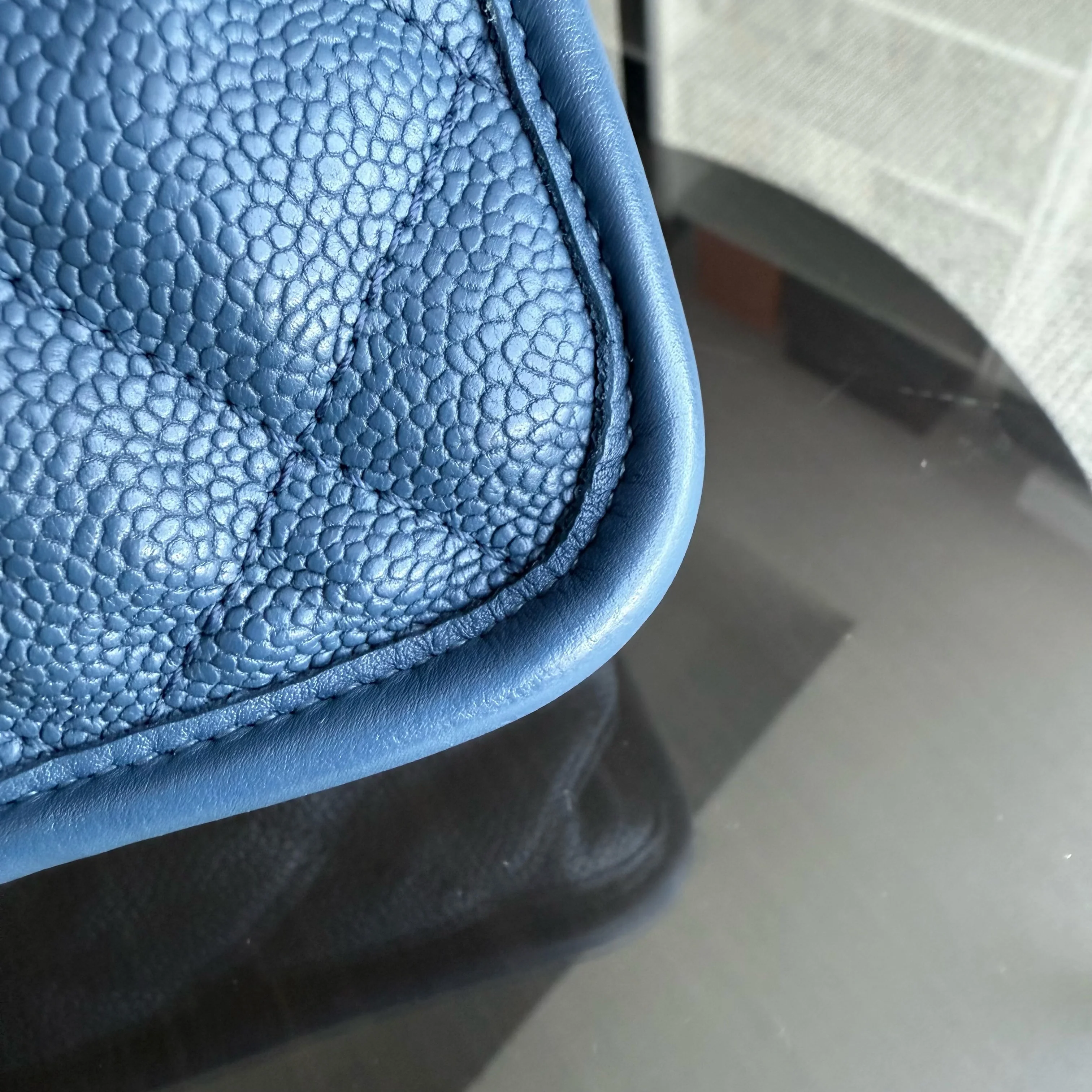 Chanel French Riviera - Caviar Quilted Grained Calfskin Blue Silver Hardware Series 15