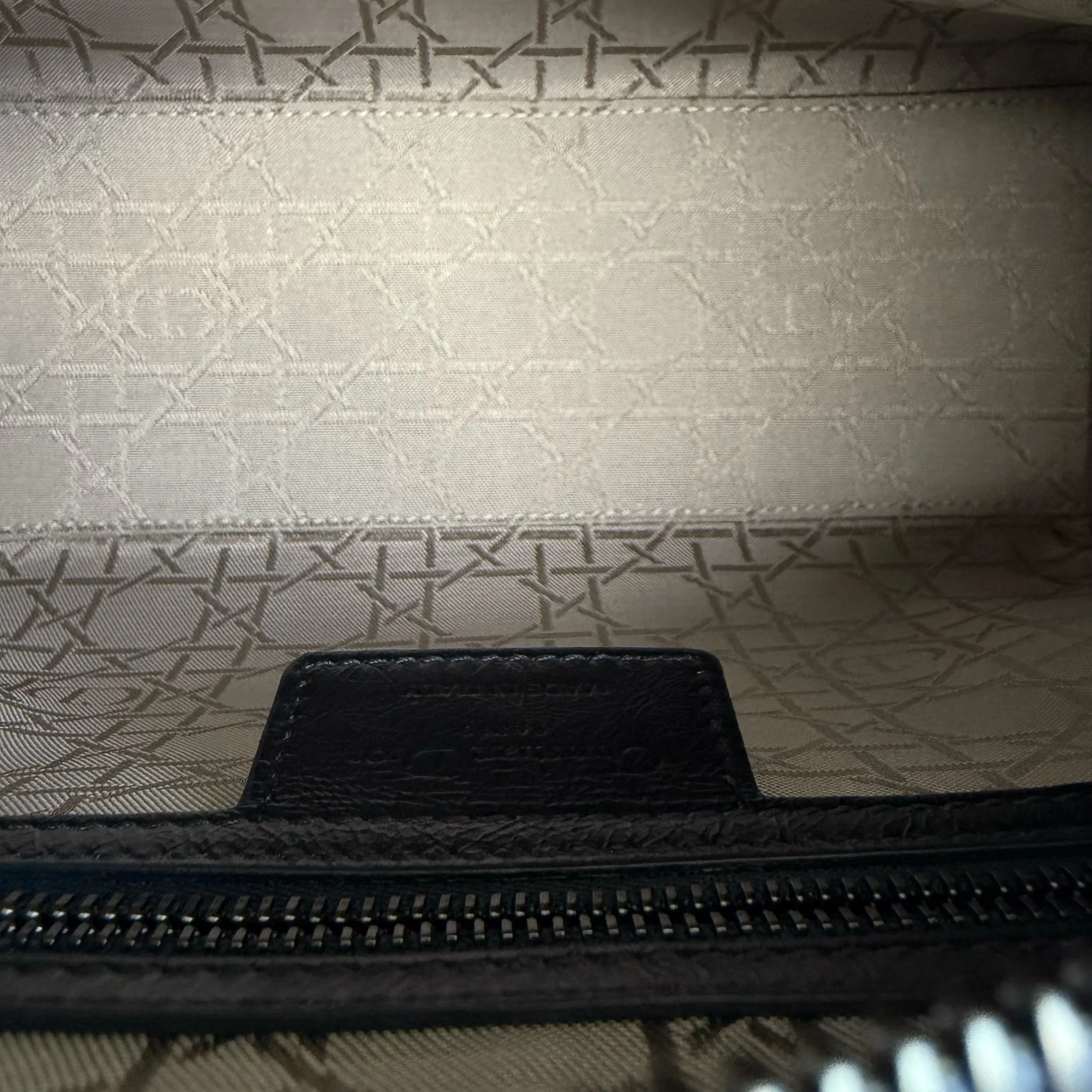 Dior Lady Medium Cannage Glazed Calfskin Dark Blue Silver Hardware