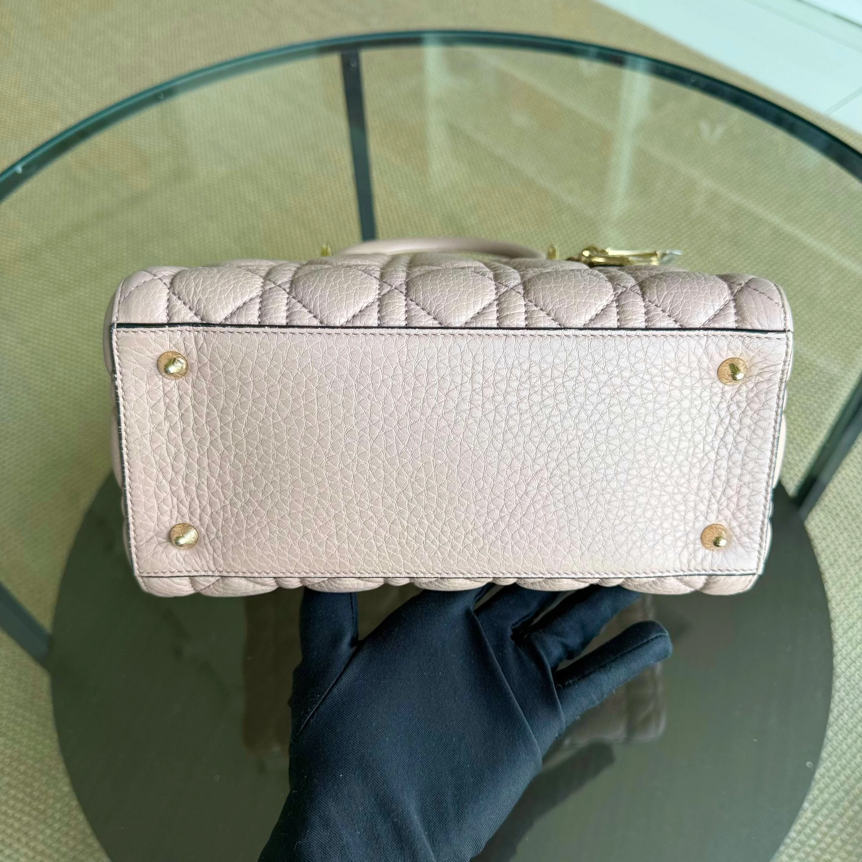 Dior Lady Medium Flap - Cannage Grained Calfskin Blush Nude Pink Gold Hardware