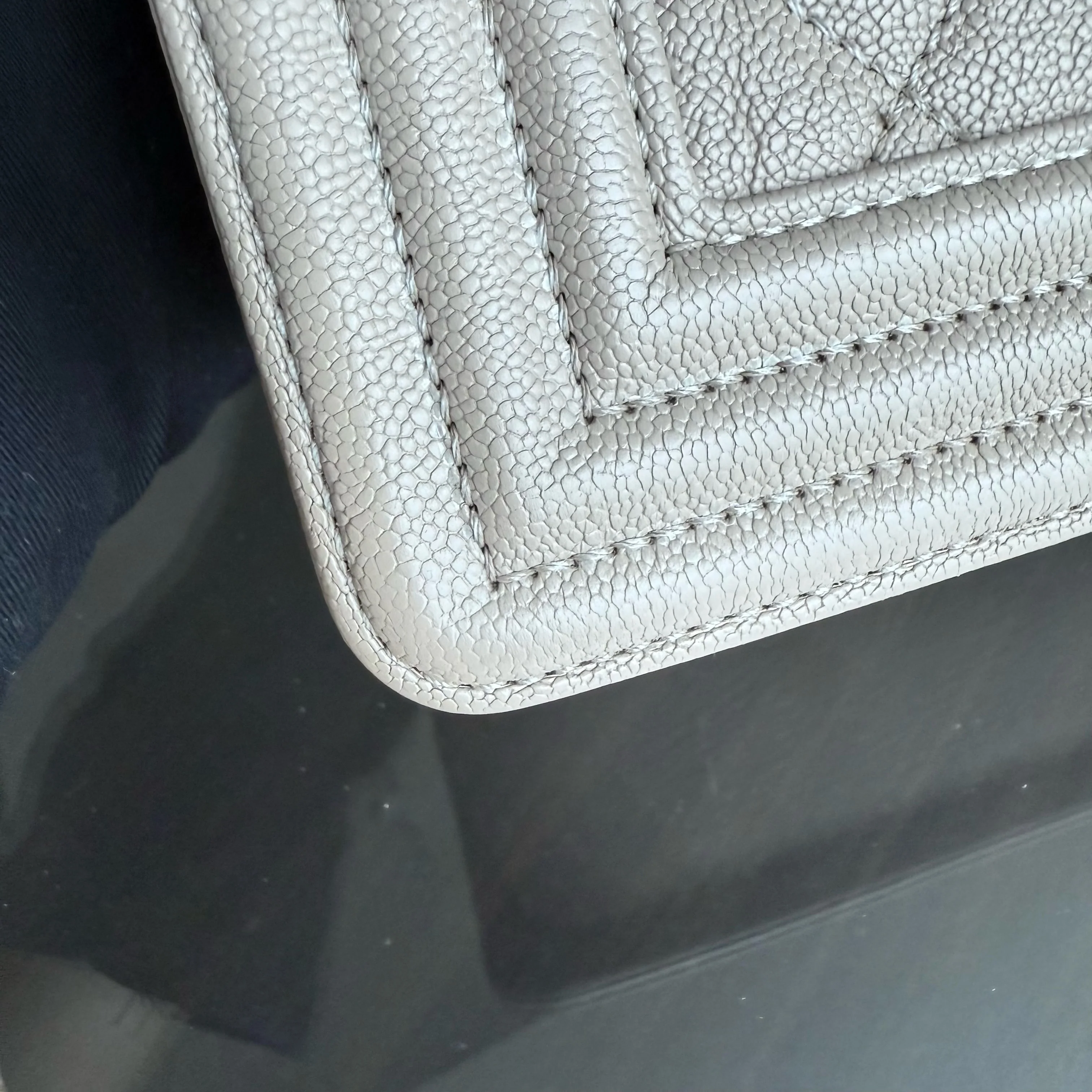 Chanel Boy Small - Caviar 20CM Quilted Grained Calfskin Grey Gray Gold Hardware Series 27