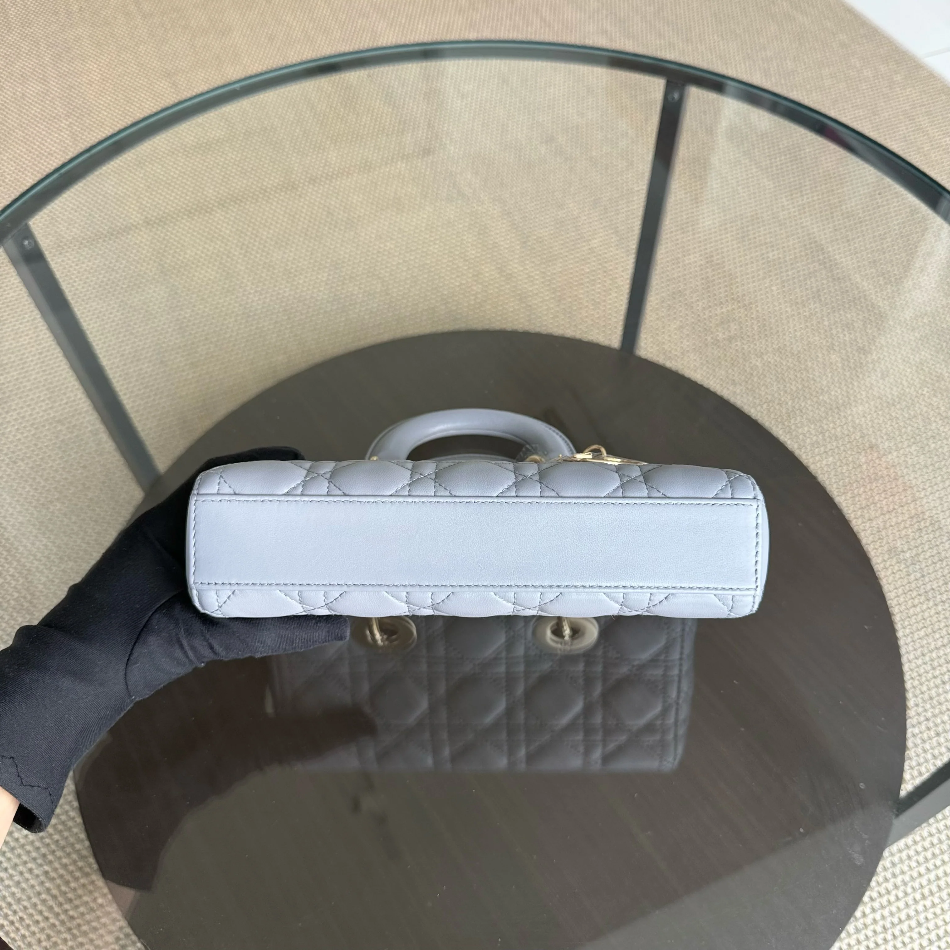 Dior Lady D-Joy Small - Cannage Lambskin Gray Gold Hardware