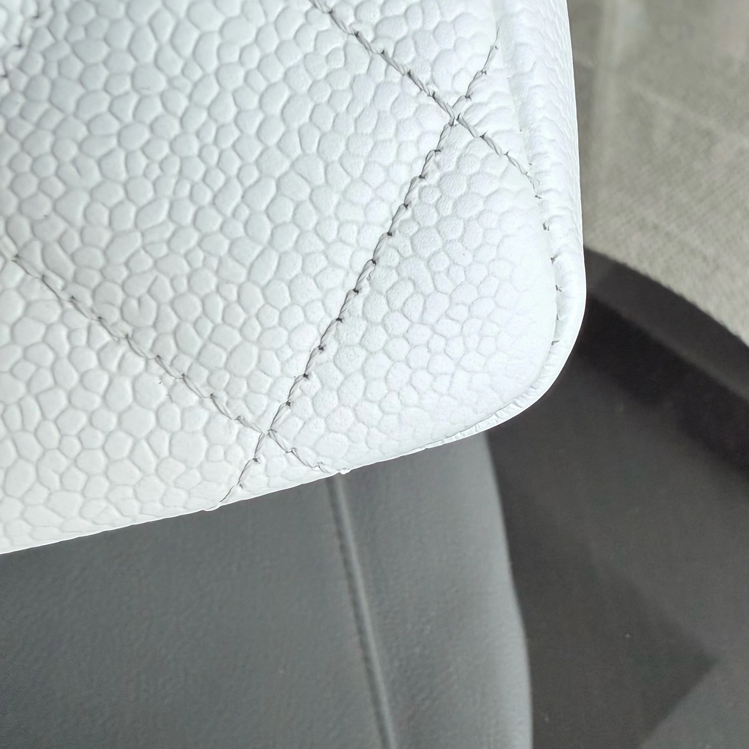 Chanel GST Grand Shopping Tote - Caviar Quilted White Silver Hardware