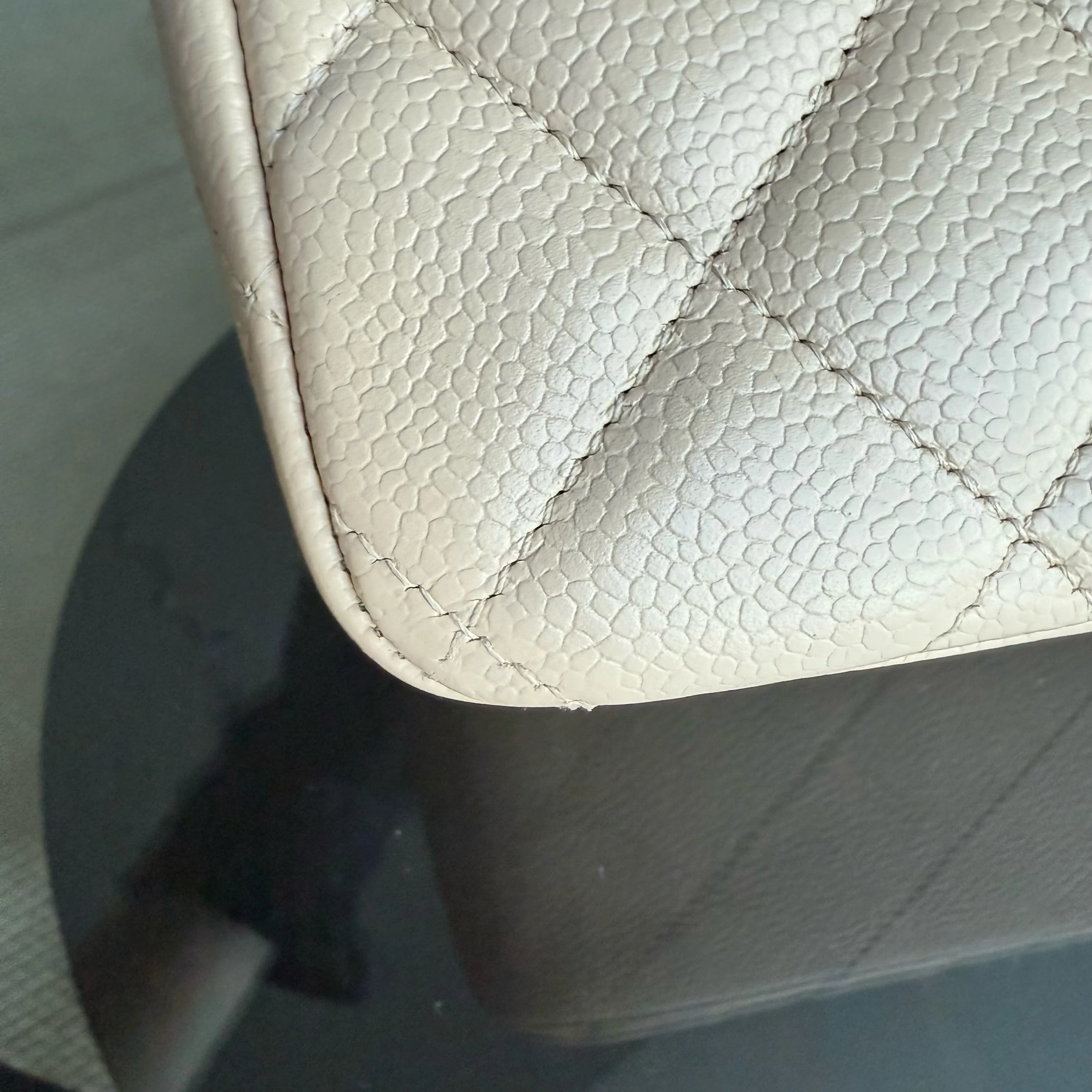 Chanel Classic Flap Jumbo - Caviar Quilted Grained Calfskin Light Beige Gold Hardware Series 13