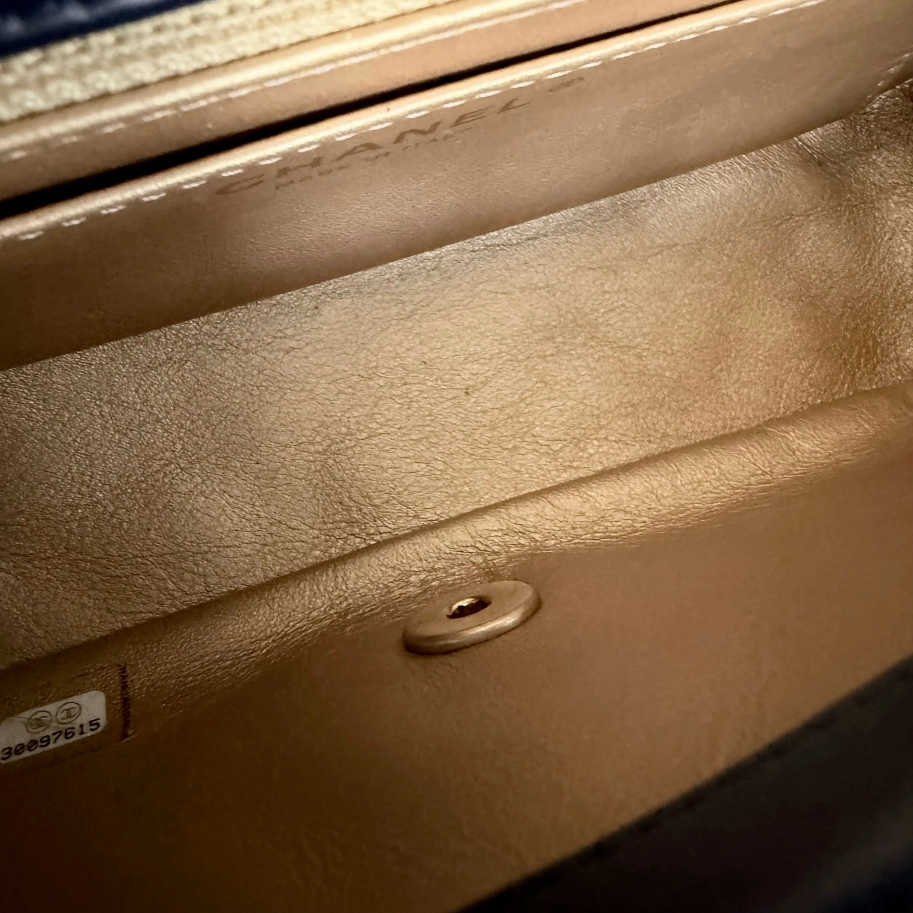 Chanel Classic Flap Mini - 20CM Rectangle Pearl Crush Quilted Lambskin Dark Blue Gold Hardware Series 30