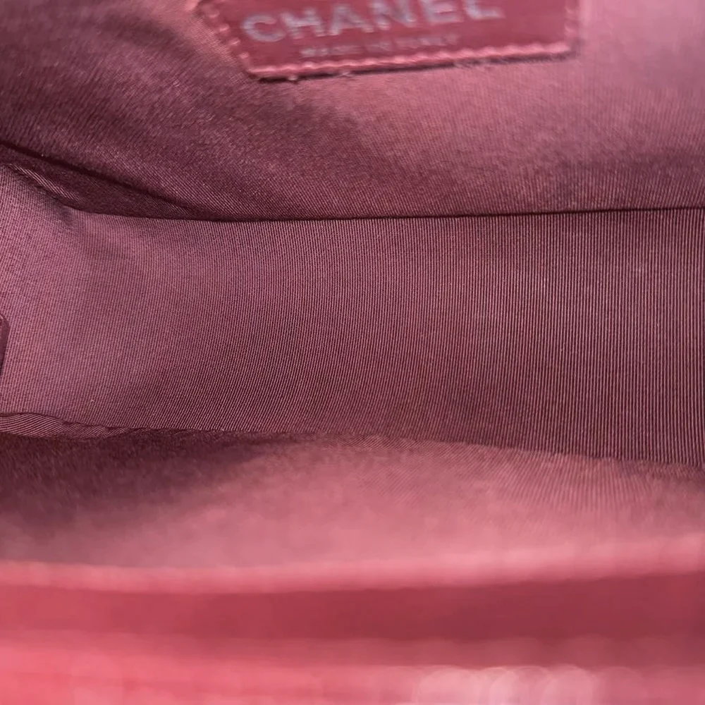 Chanel Boy Medium - Caviar 25CM Quilted Burgundy Dark Red Ruthenium Silver Hardware Series 19