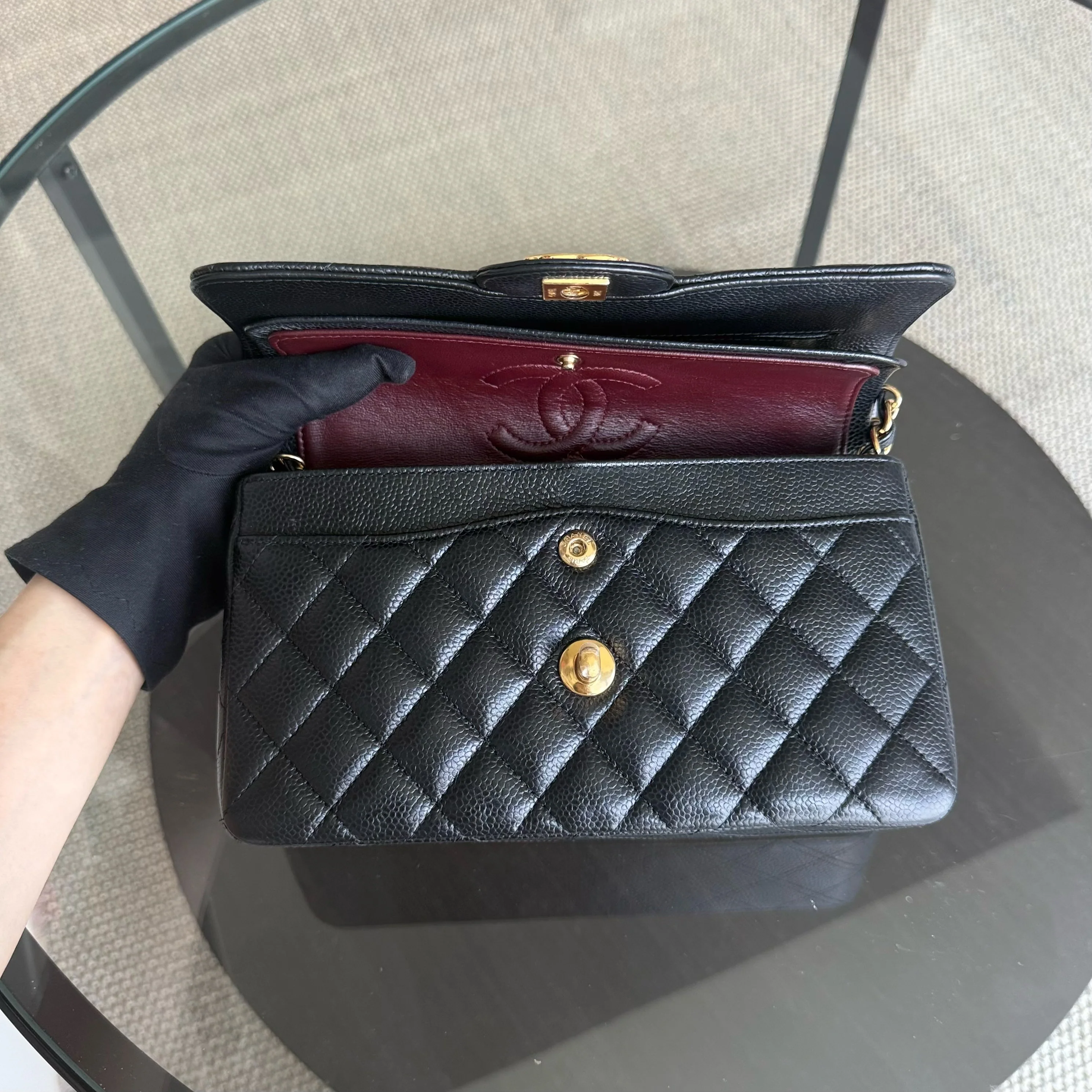 Chanel Classic Flap Small - Caviar 23CM Quilted Black Gold Hardware Series 25