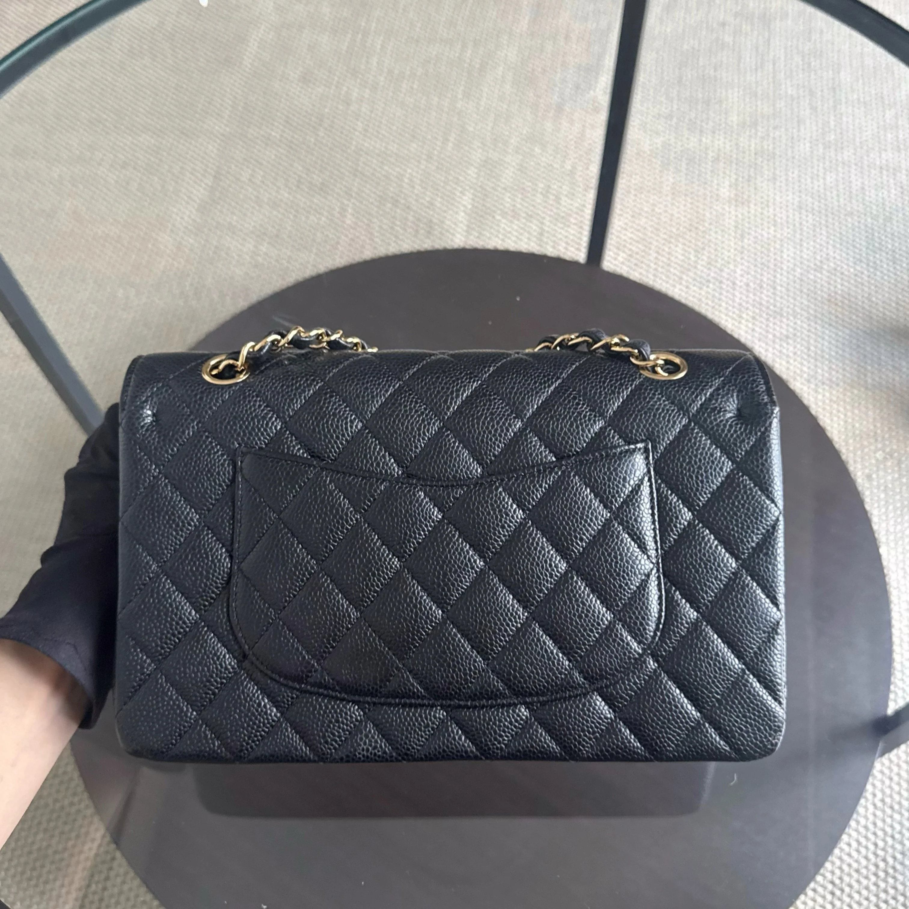 Chanel Classic Flap Medium - Caviar 25CM Quilted Double Flap Black Gold Hardware Series 21