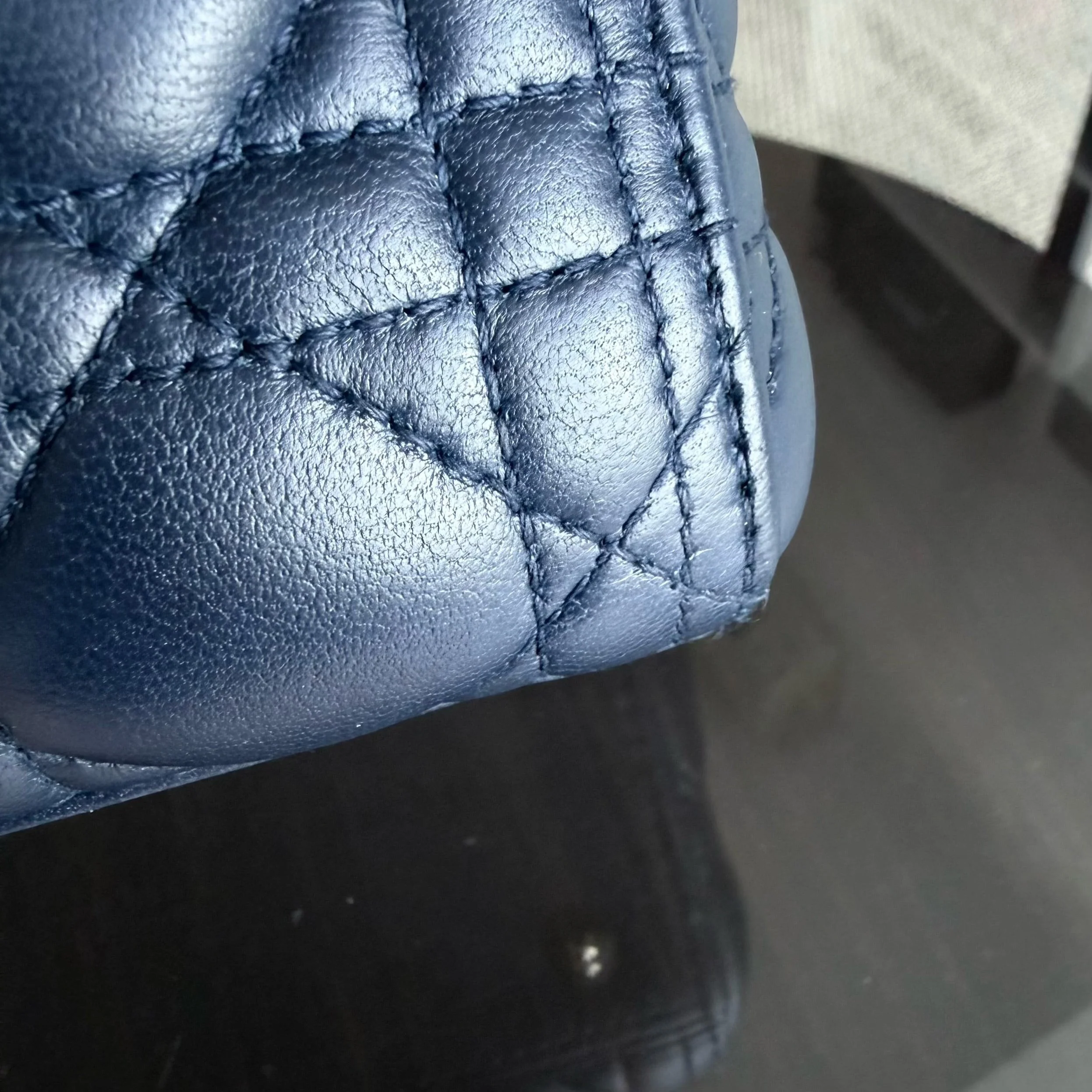 Dior Lady Medium - Cannage Lambskin Dark Blue Gold Hardware Adjustable Strap