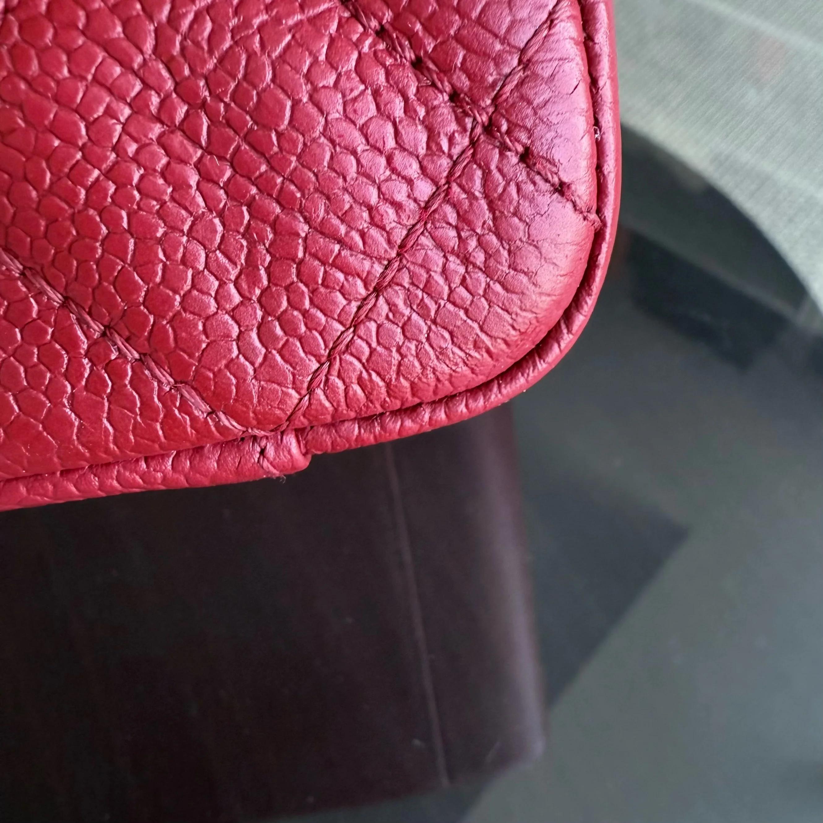 Chanel GST Grand Shopping Tote - Caviar Quilted Grained Calfskin Red Silver Hardware Series 17