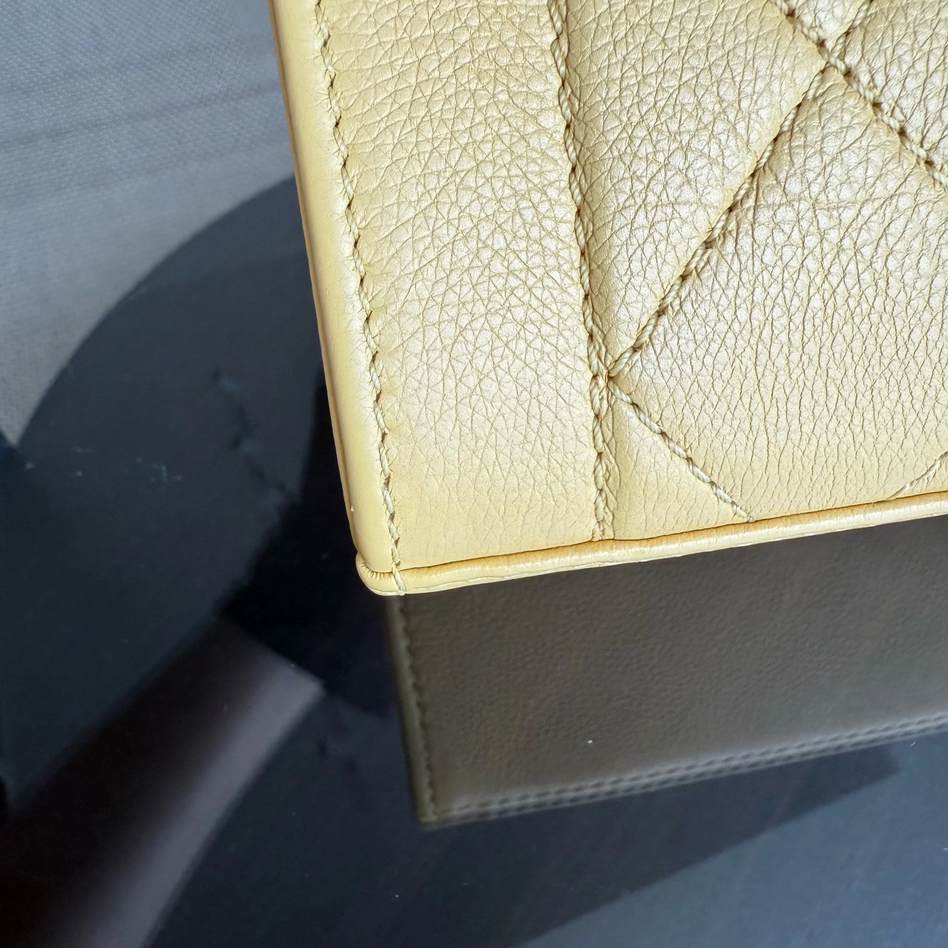 Chanel Label Click Small - Quilted Grained Calfskin Yellow Gold Hardware Series 23