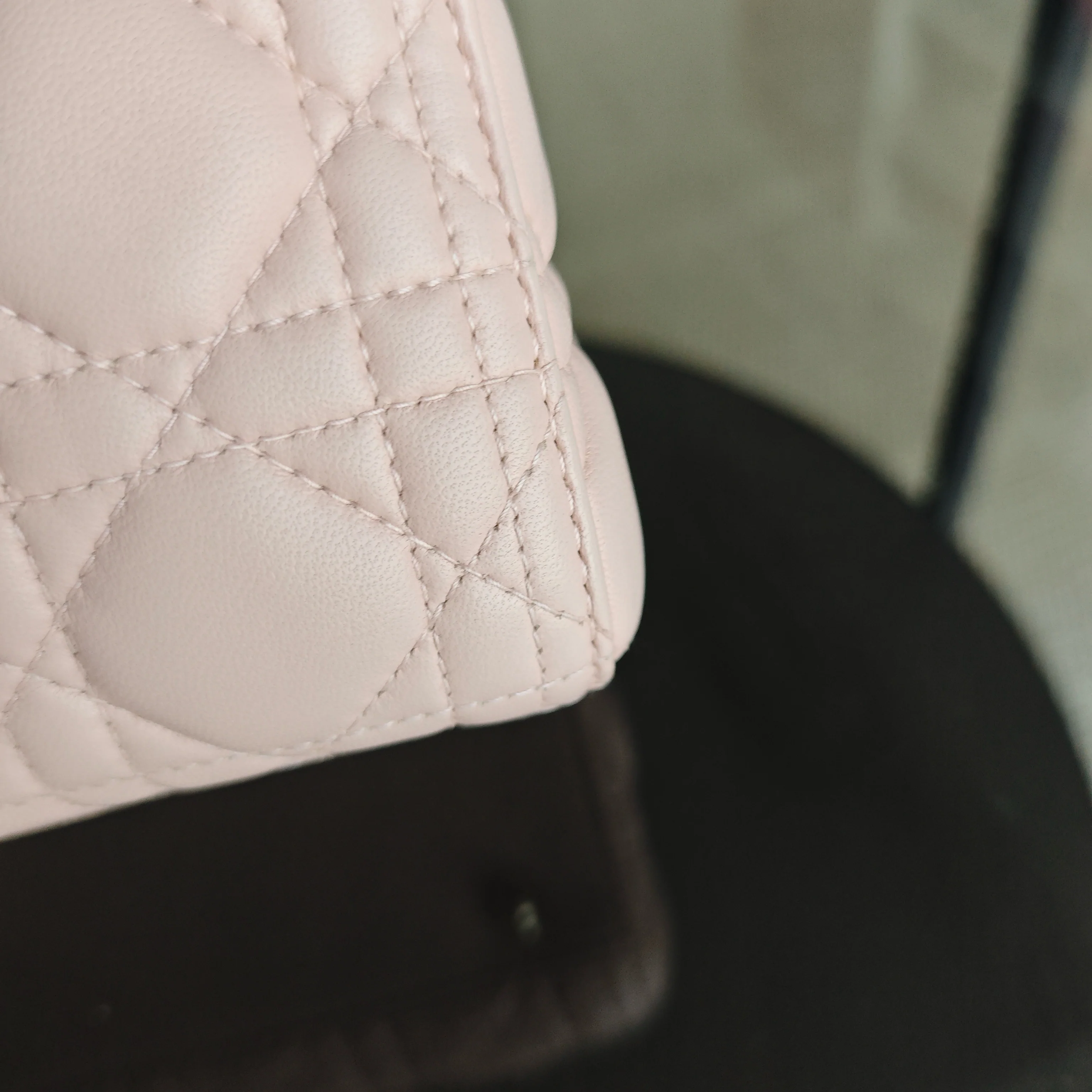 Dior Lady Large - Cannage Lambskin Light Pink Gold Hardware