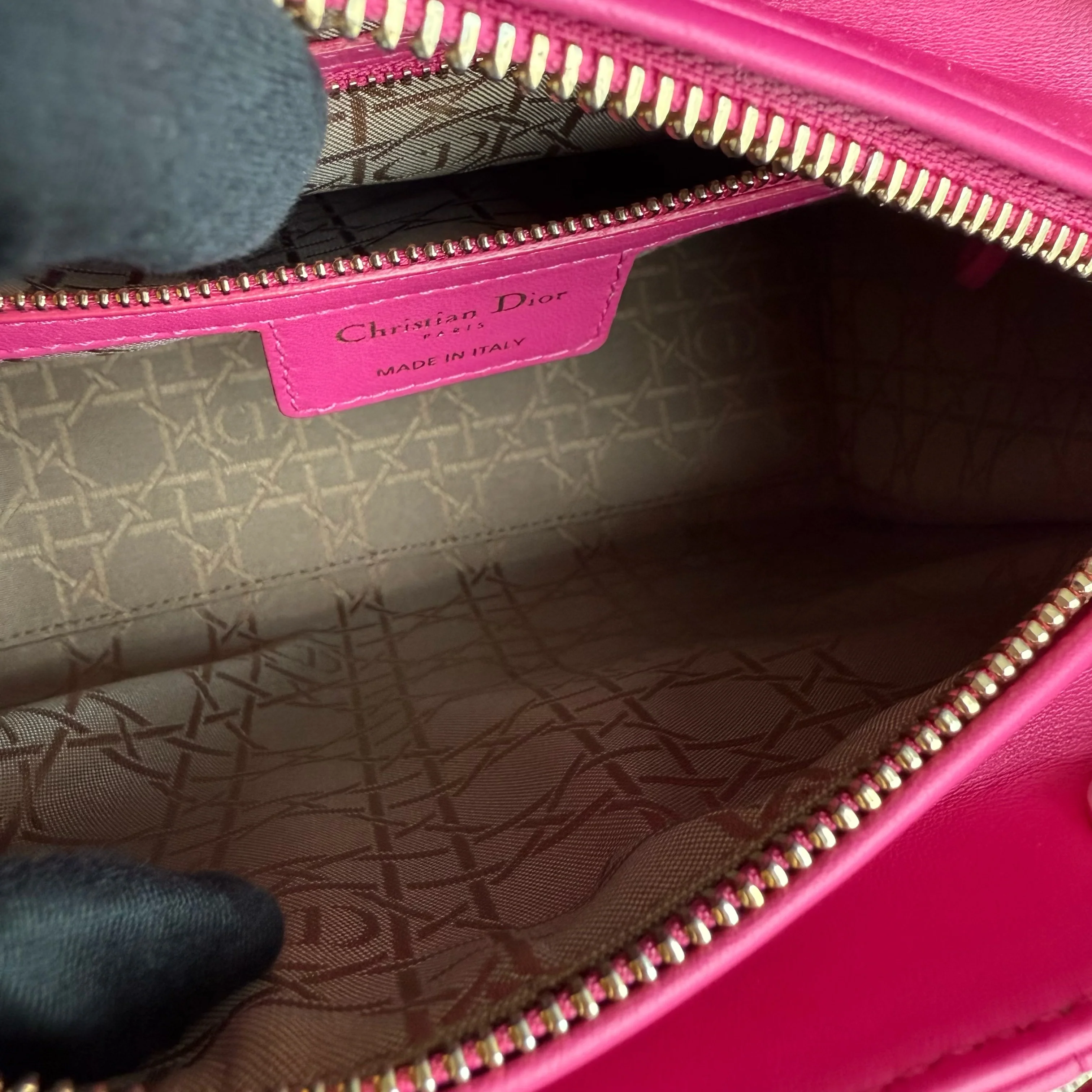 Dior Lady Medium - Cannage Lambskin Pink Gold Hardware NO STRAP