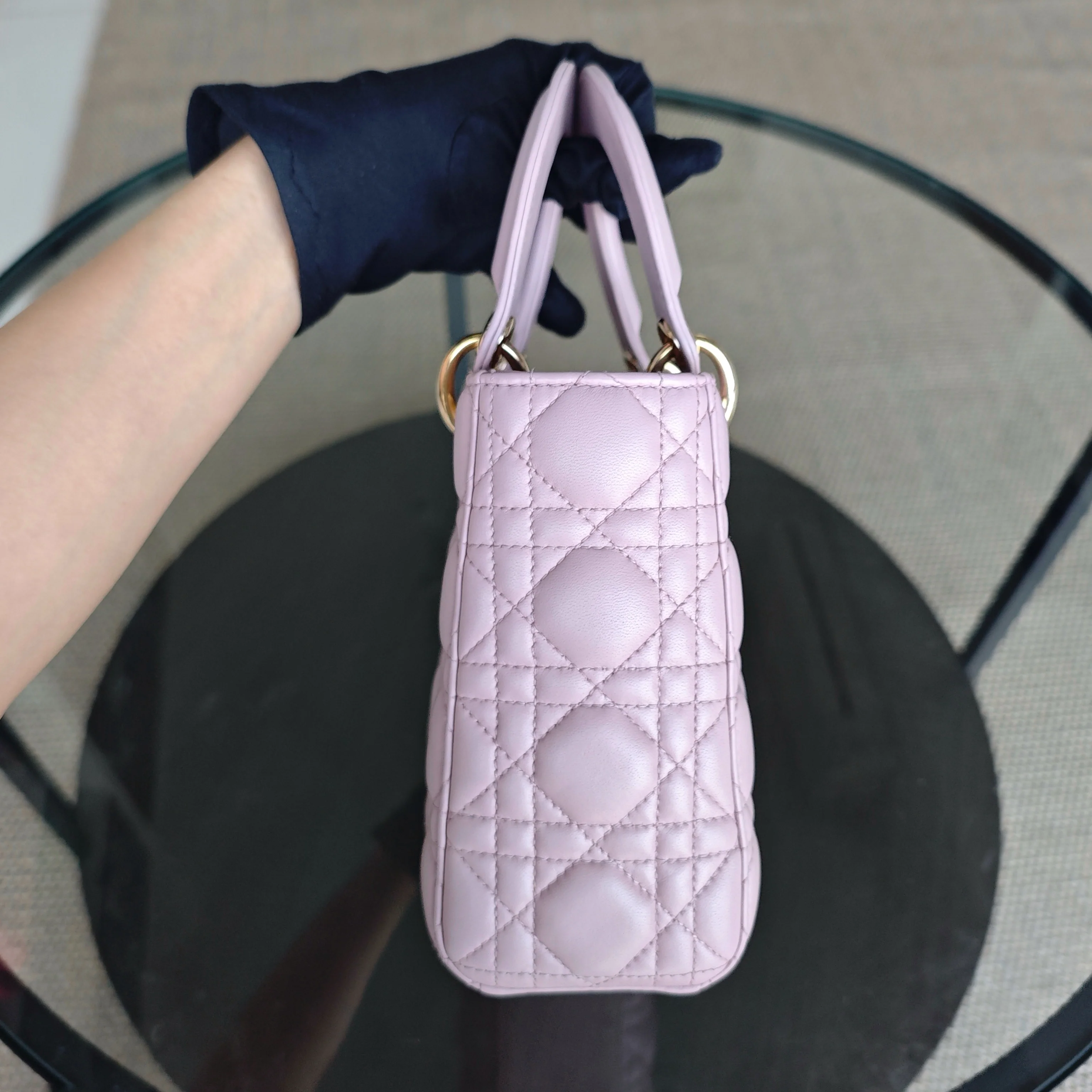 Dior Lady Small - Cannage Lambskin Pink Gold Hardware