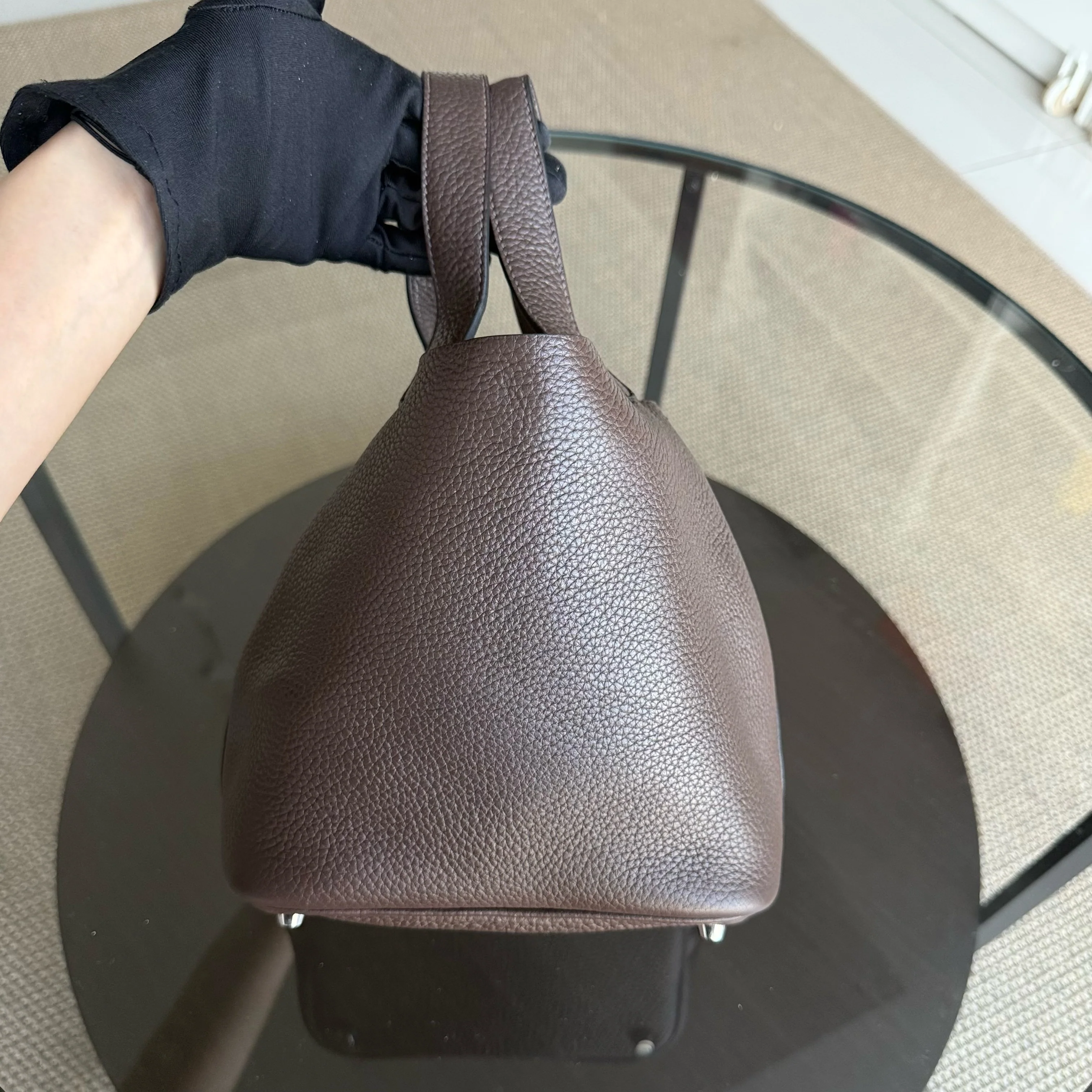 Hermes Picotin 18 - TC Clemence Leather Palladium Silver Hardware Stamp Square P