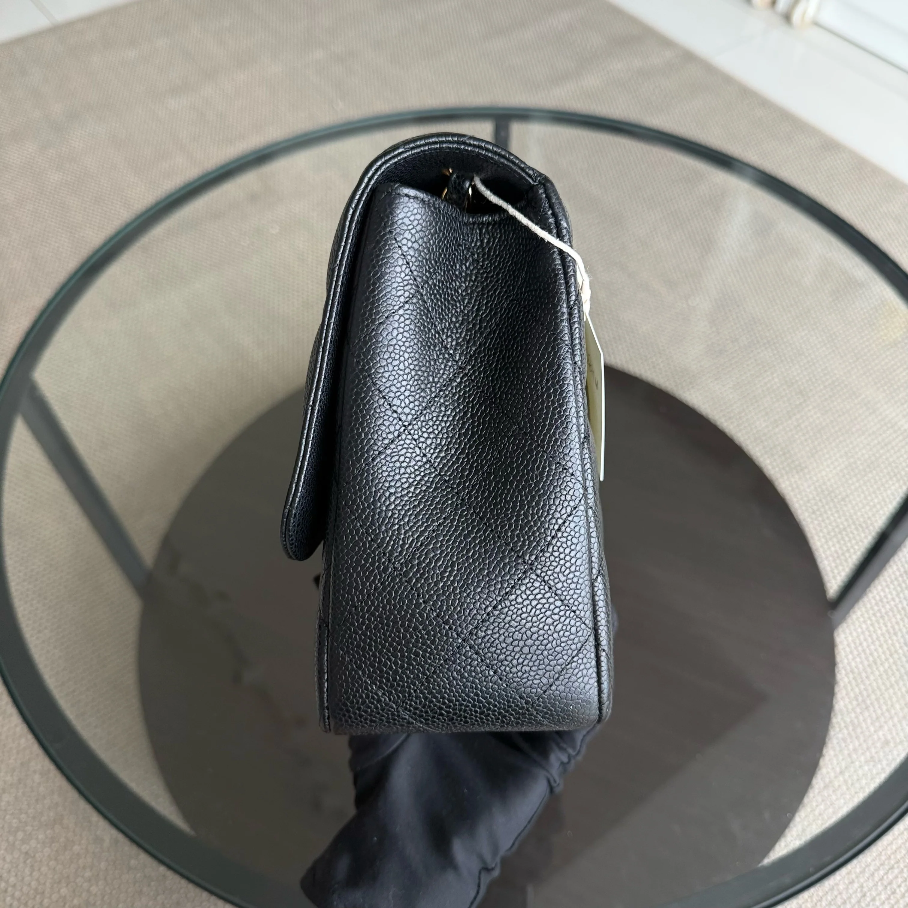 Chanel Classic Flap Jumbo - Caviar 30CM Single Flap Quilted Black Gold Hardware Series 13