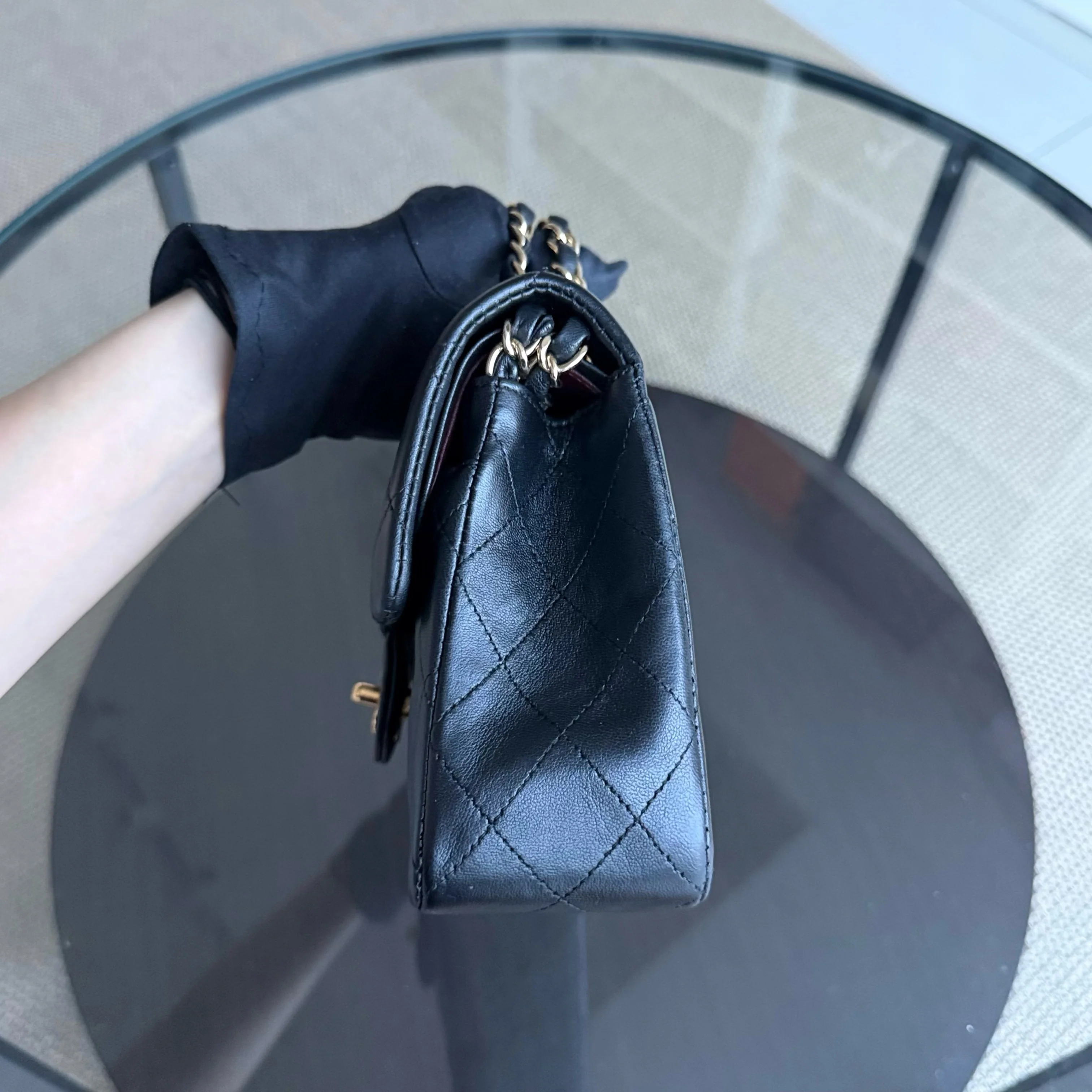 Chanel Classic Flap Small - Quilted Lambskin 23CM Black Gold Hardware Series 13