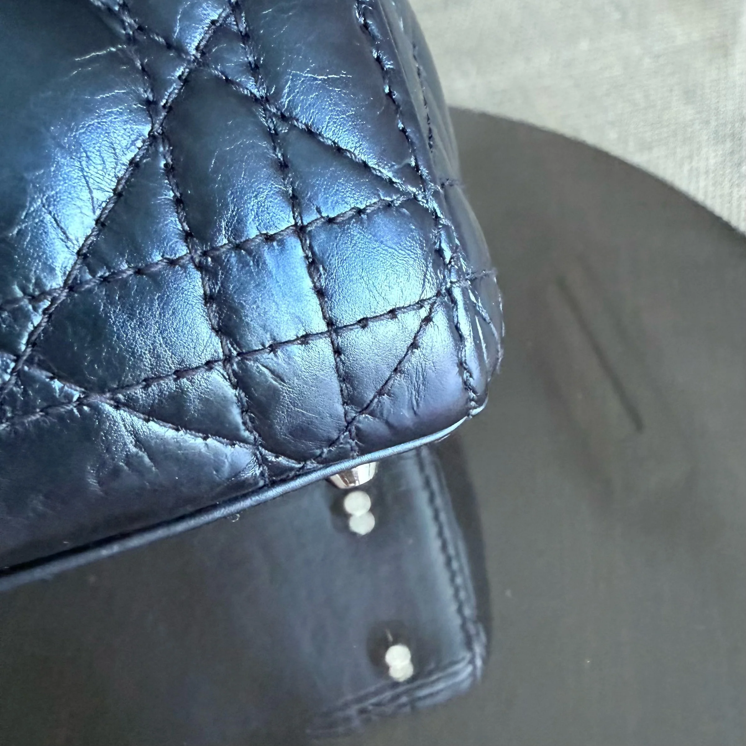 Dior Lady Mini - Cannage Glazed Calfskin Metallic Blue Silver Hardware