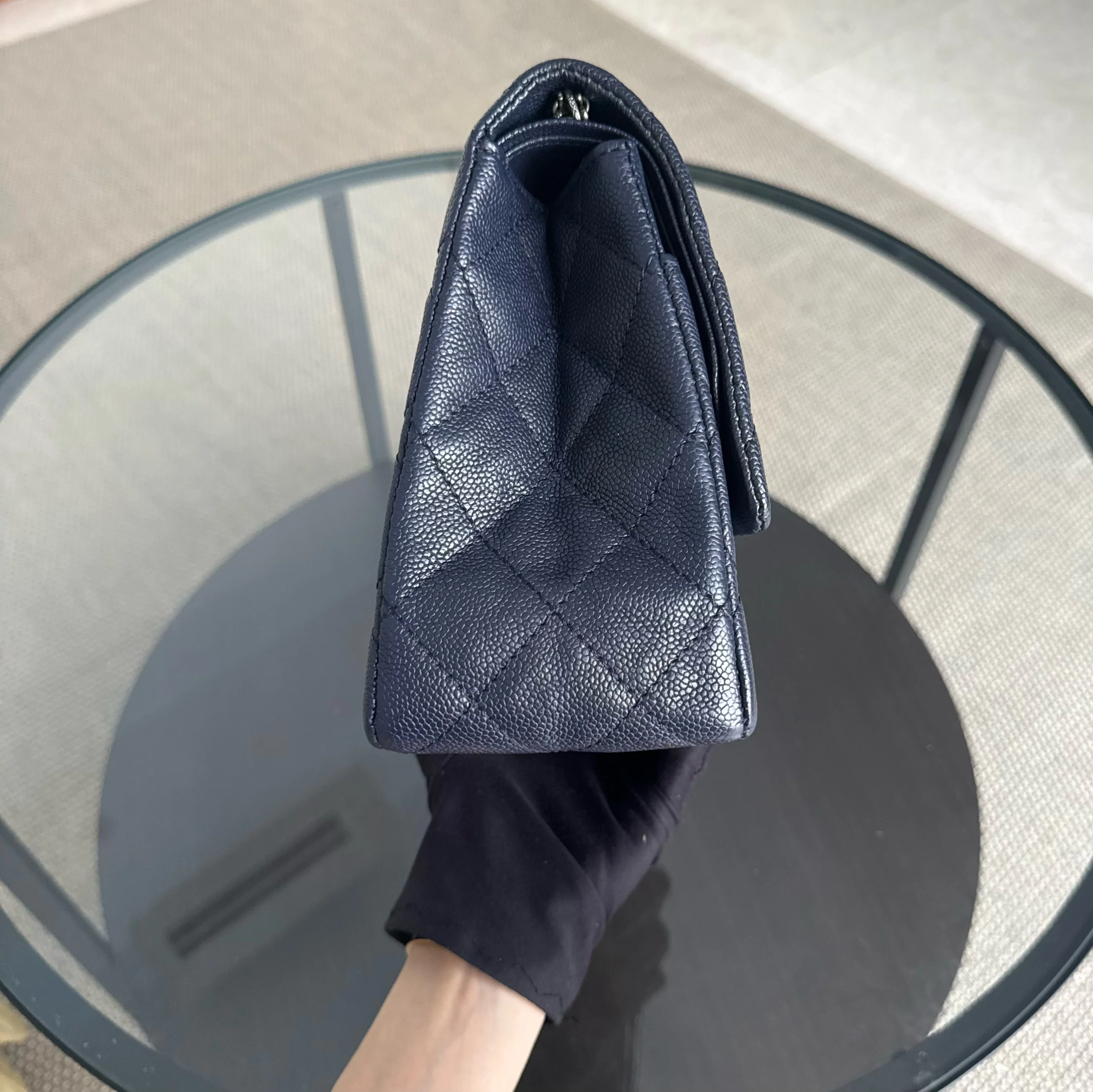 Chanel 2.55 Reissue 227 - Caviar Quilted Dark Blue Ruthenium Silver Hardware Series 14