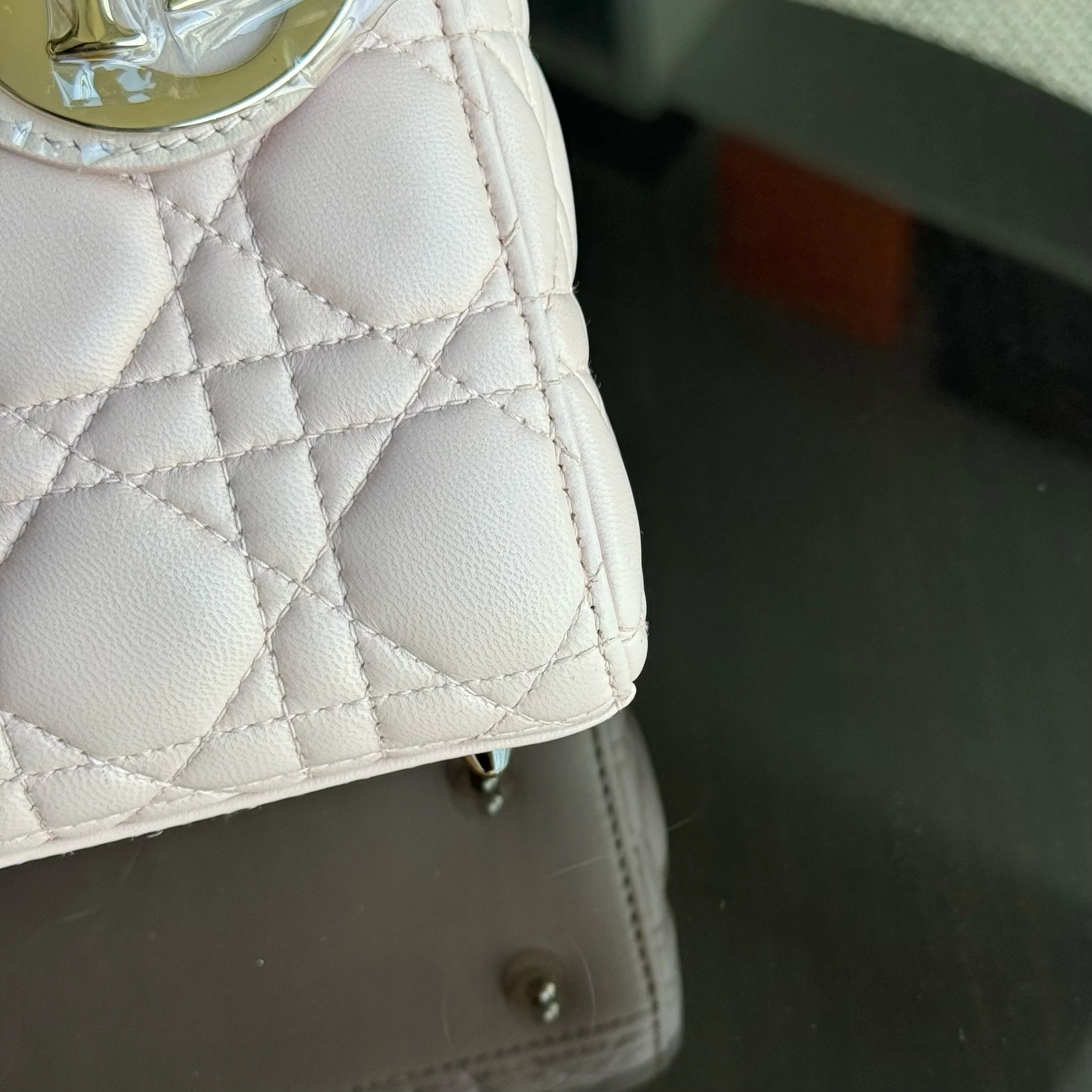 Dior Lady Small Flap - Cannage Lambskin Light Sakura Pink Gold Hardware NO STRAP