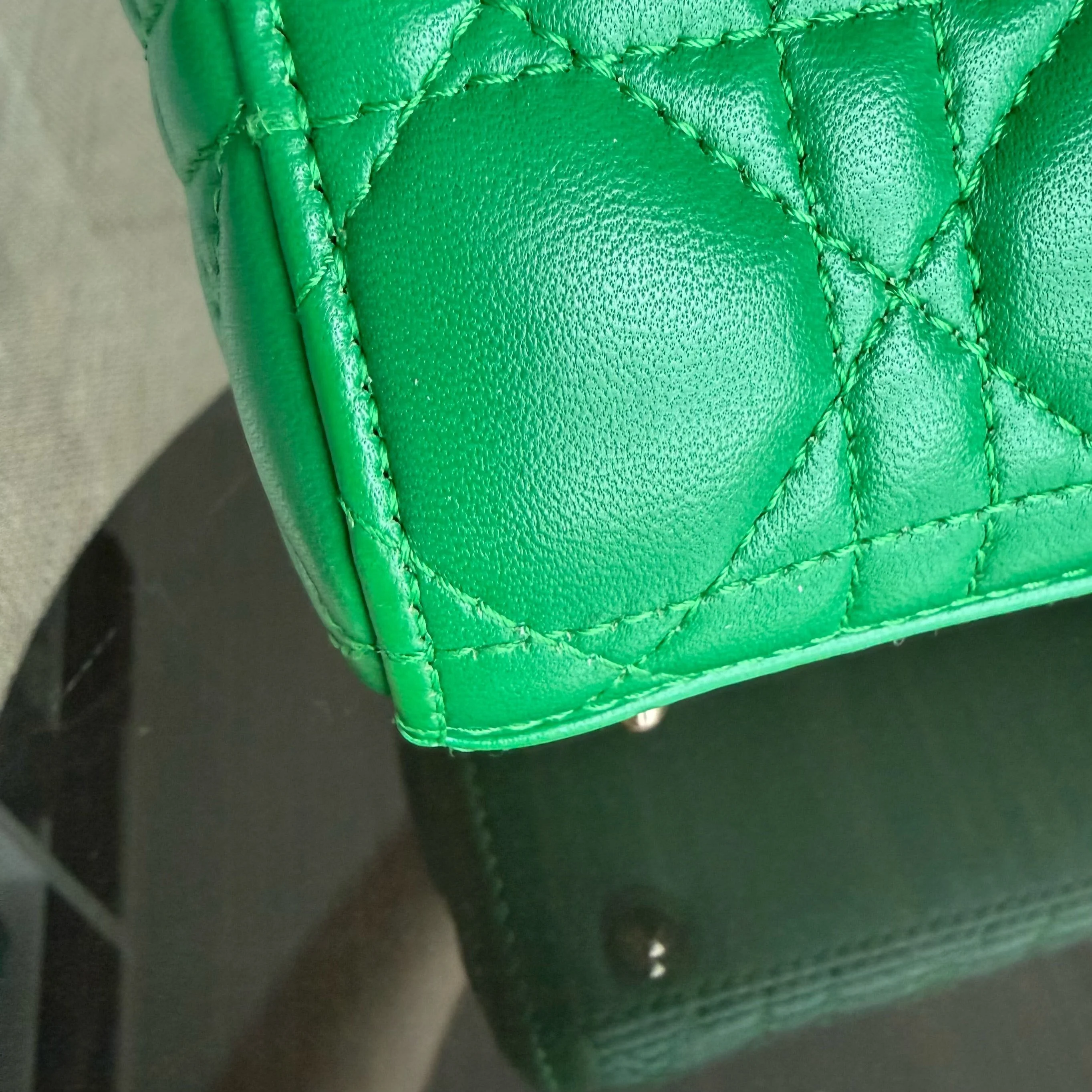 Dior Lady Small Flap - Cannage Lambskin Green Gold Hardware