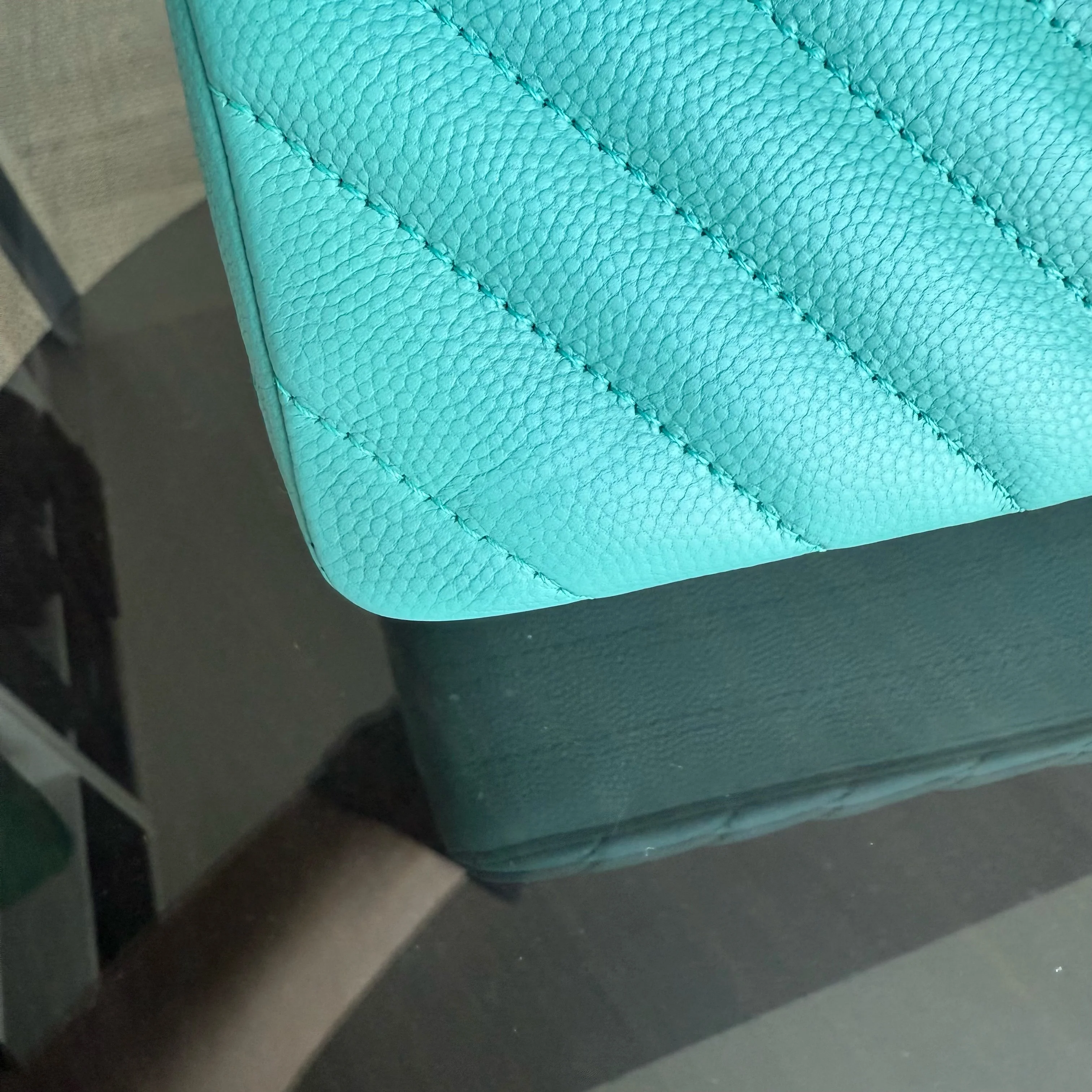 Chanel Classic Flap Small - Caviar 23CM Chevron Light Blue Tiffiny Blue Gold Hardware Series 27