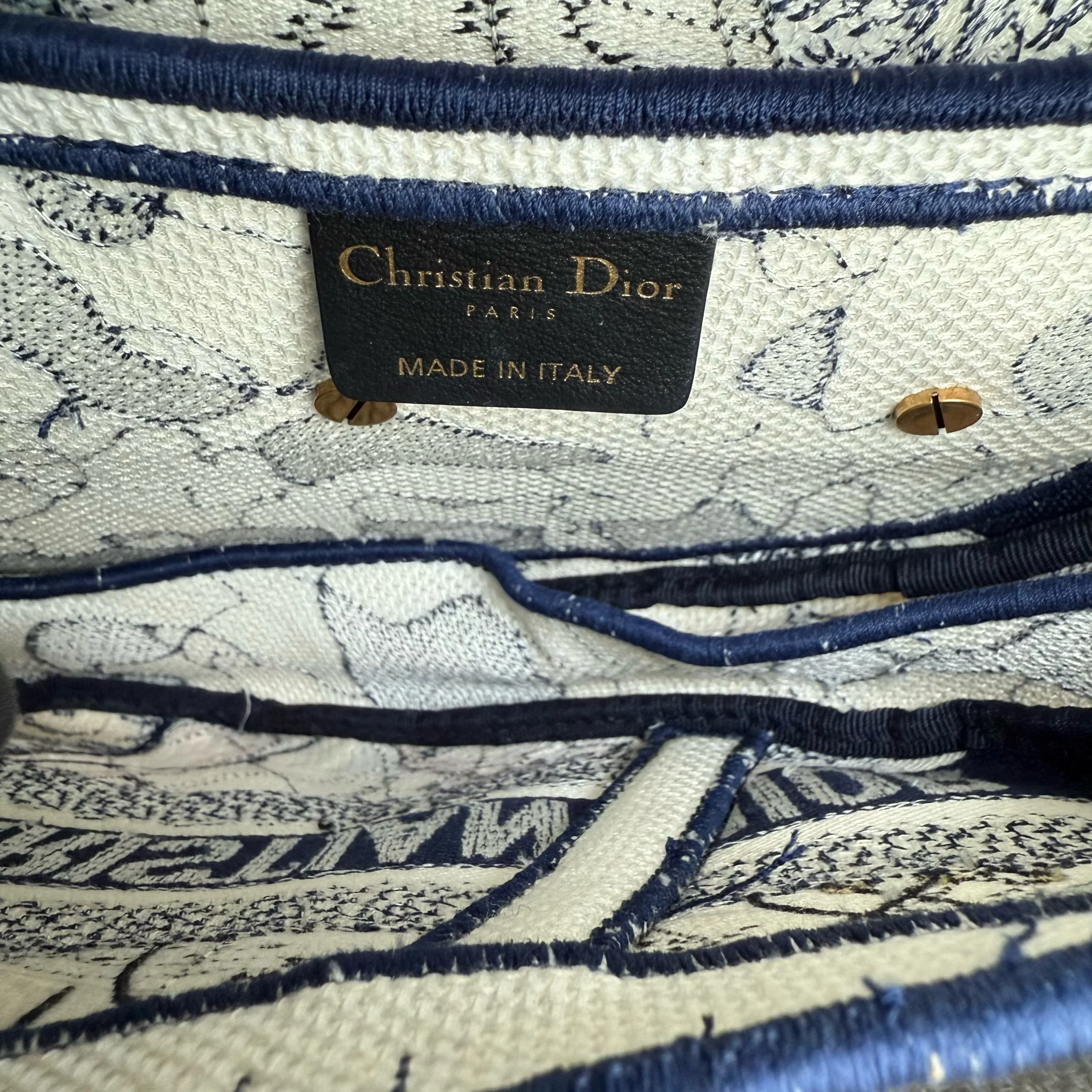Dior Saddle Medium Blue Toile De Jouy Embroidery Canvas AGHW