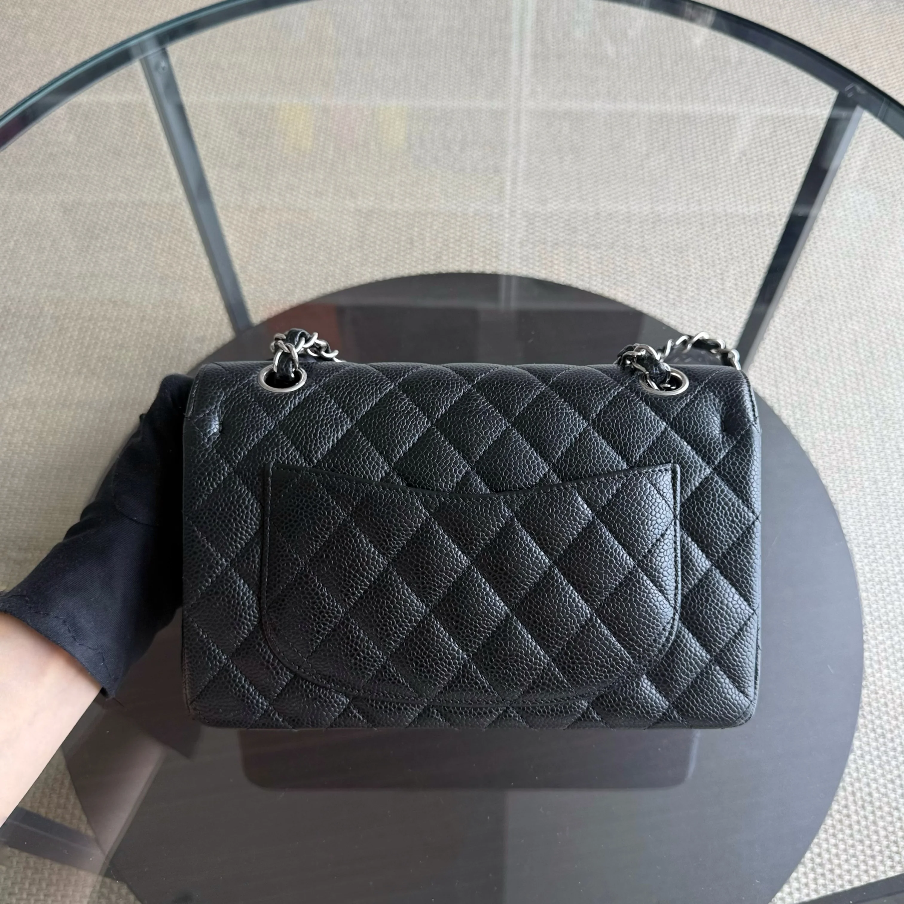 Chanel Classic Flap Small - 23CM Quilted Caviar Black Silver Hardware Series 19