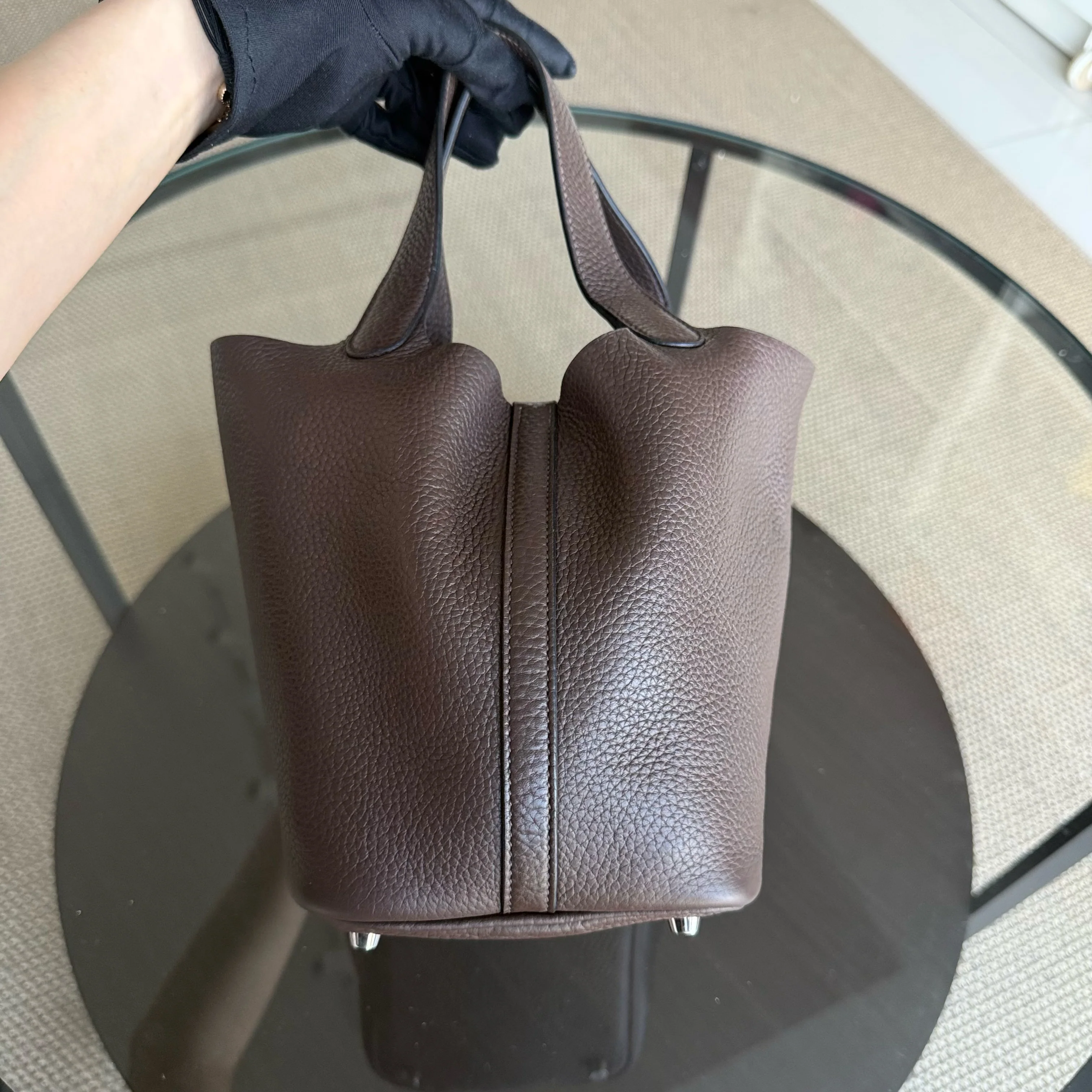 Hermes Picotin 18 - TC Clemence Leather Palladium Silver Hardware Stamp Square P