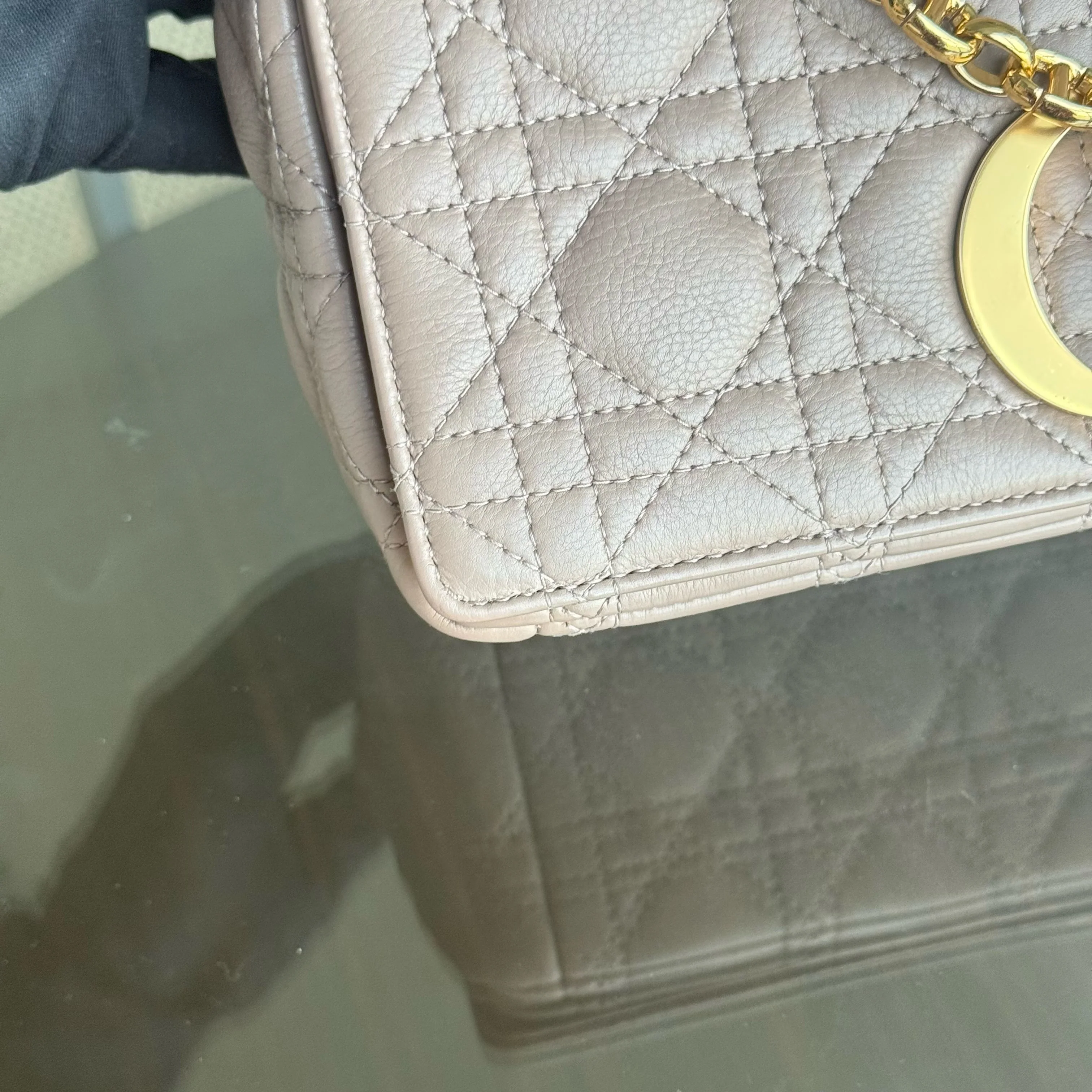 Dior Caro Medium - 25CM Cannage Calfskin Milktea Blush Gold Hardware