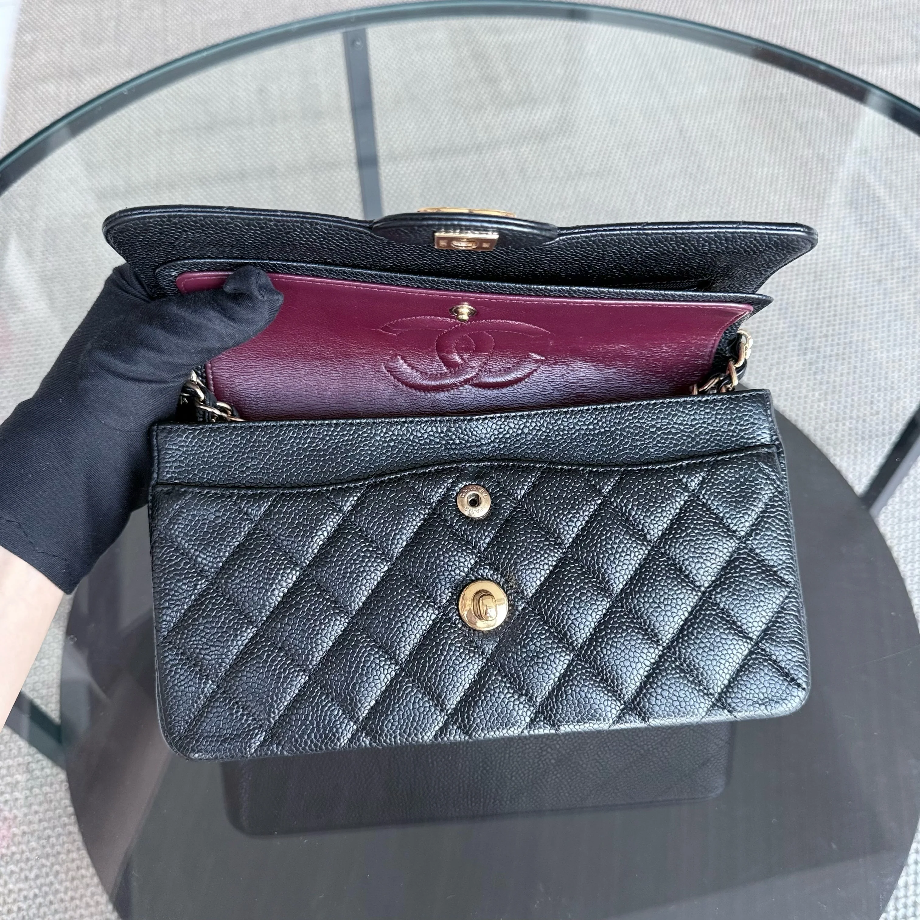 Chanel Classic Flap Small - Caviar 23CM Quilted Black Gold Hardware Series 16