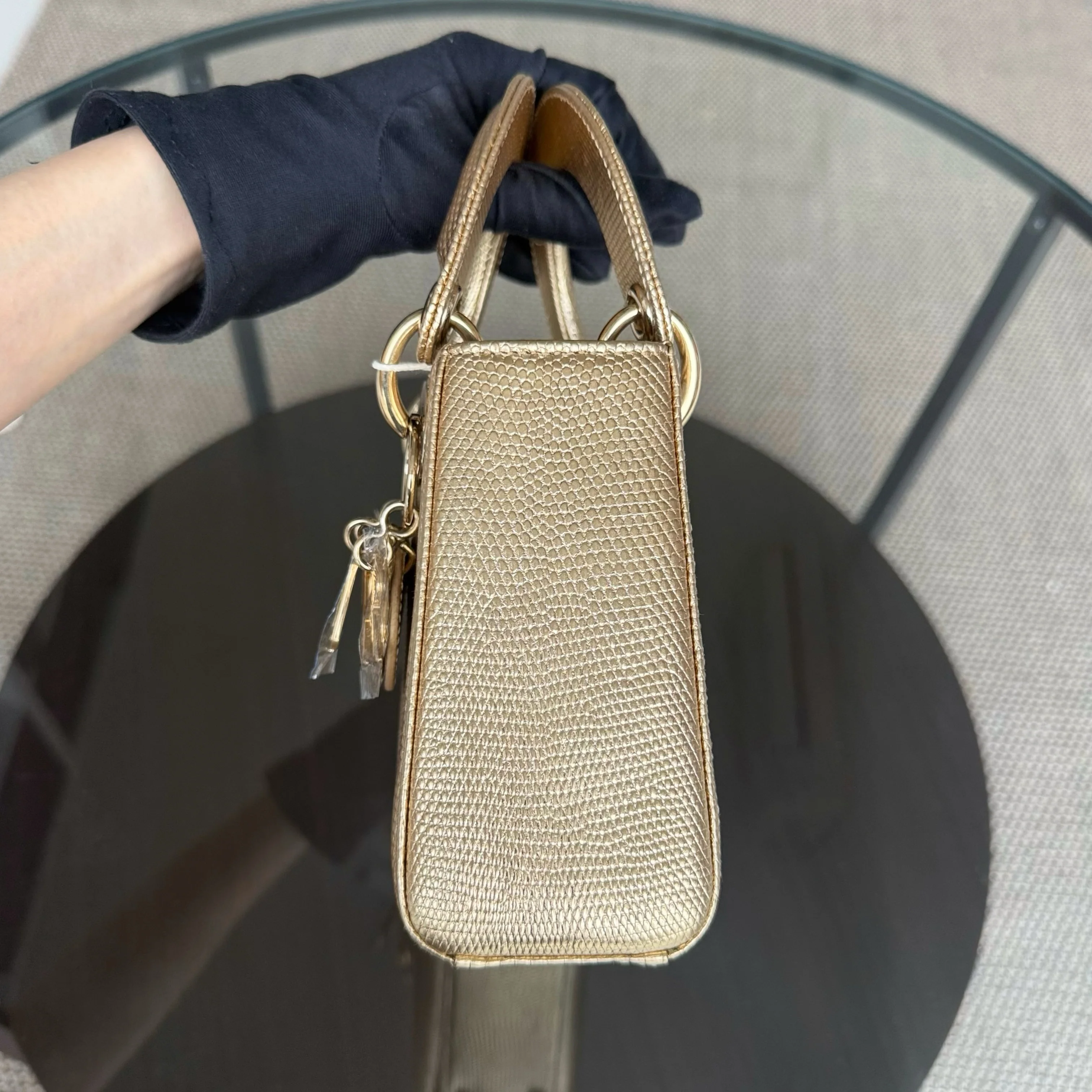 Dior Lady Mini - Exotic Lizard Gold Gold Hardware